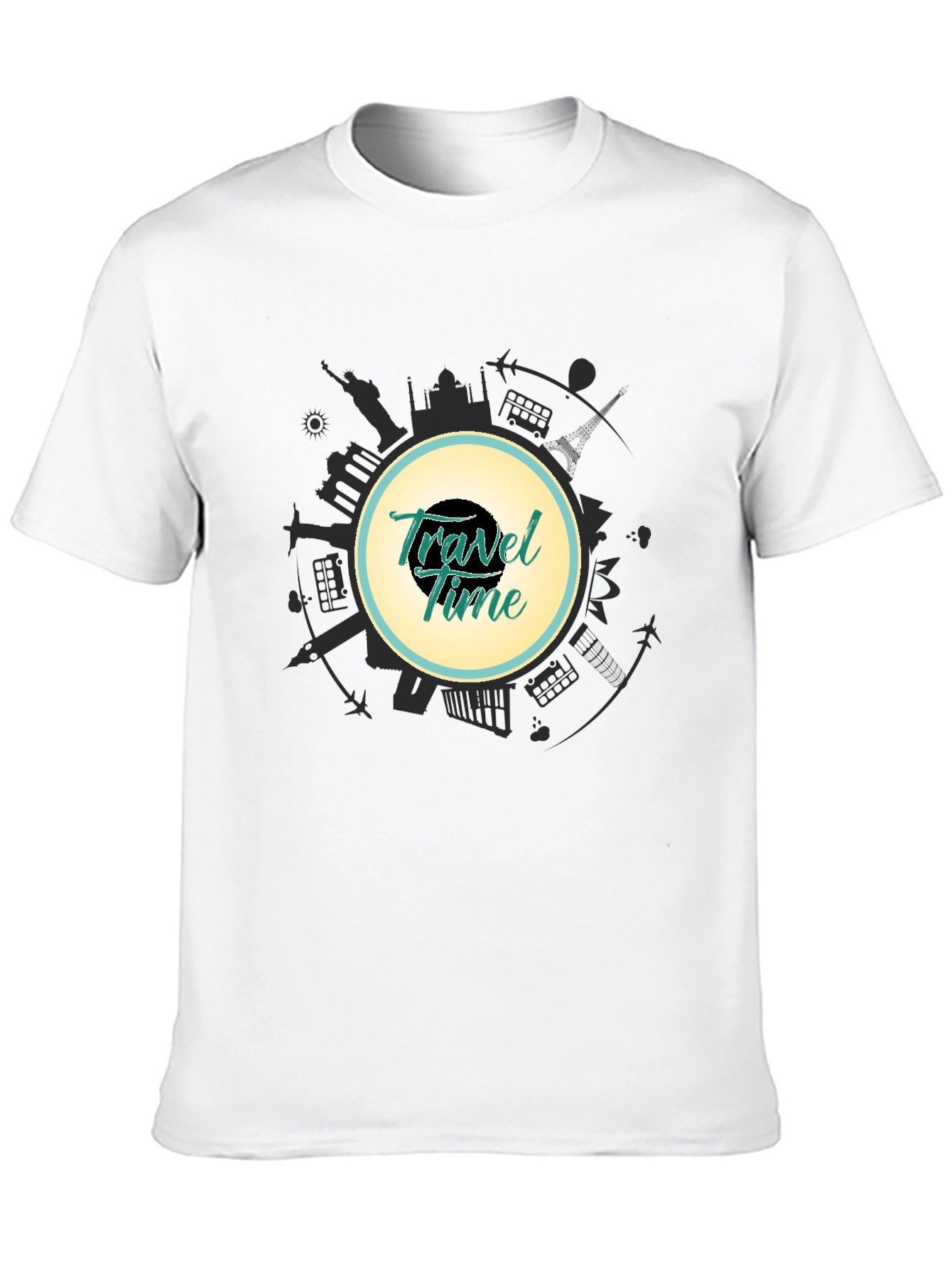 Travel Time Graphic Black T-Shirt