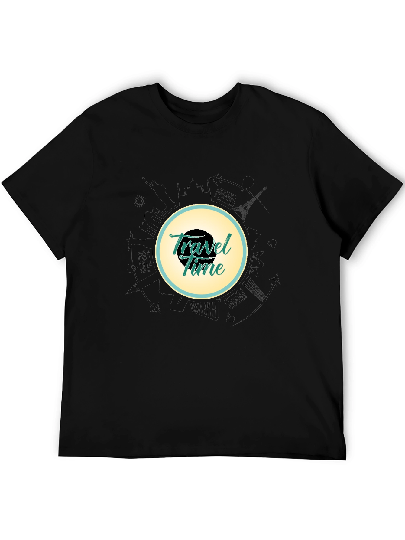 Travel Time Graphic Black T-Shirt