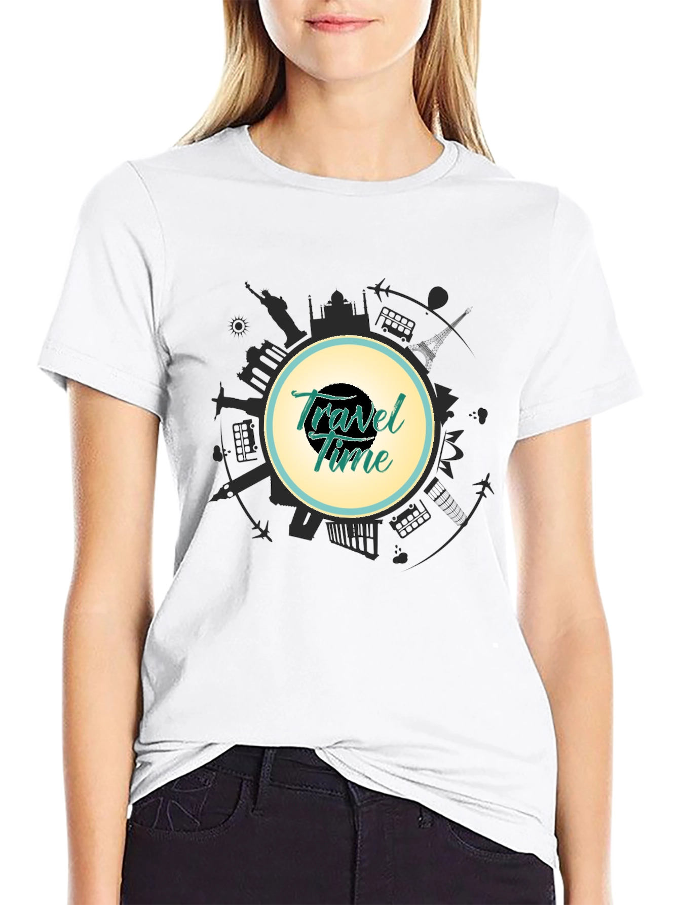 Travel Time Graphic Black T-Shirt