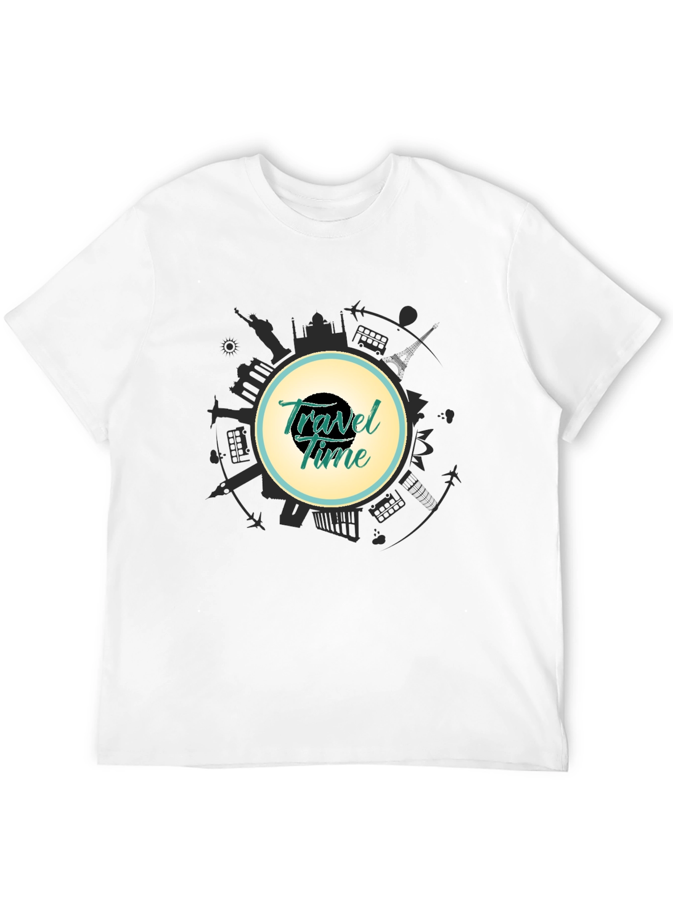 Travel Time Graphic Black T-Shirt