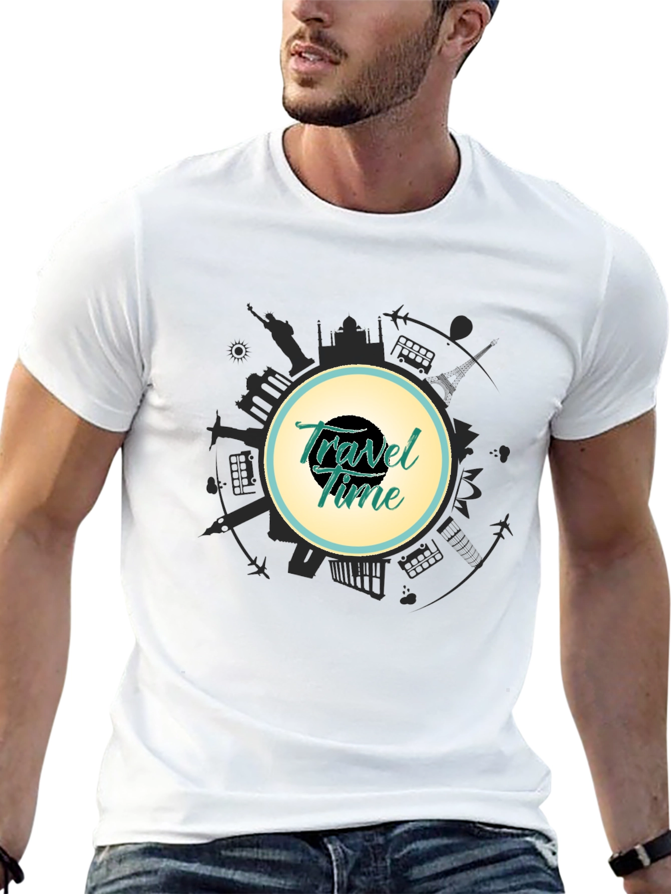 Travel Time Graphic Black T-Shirt