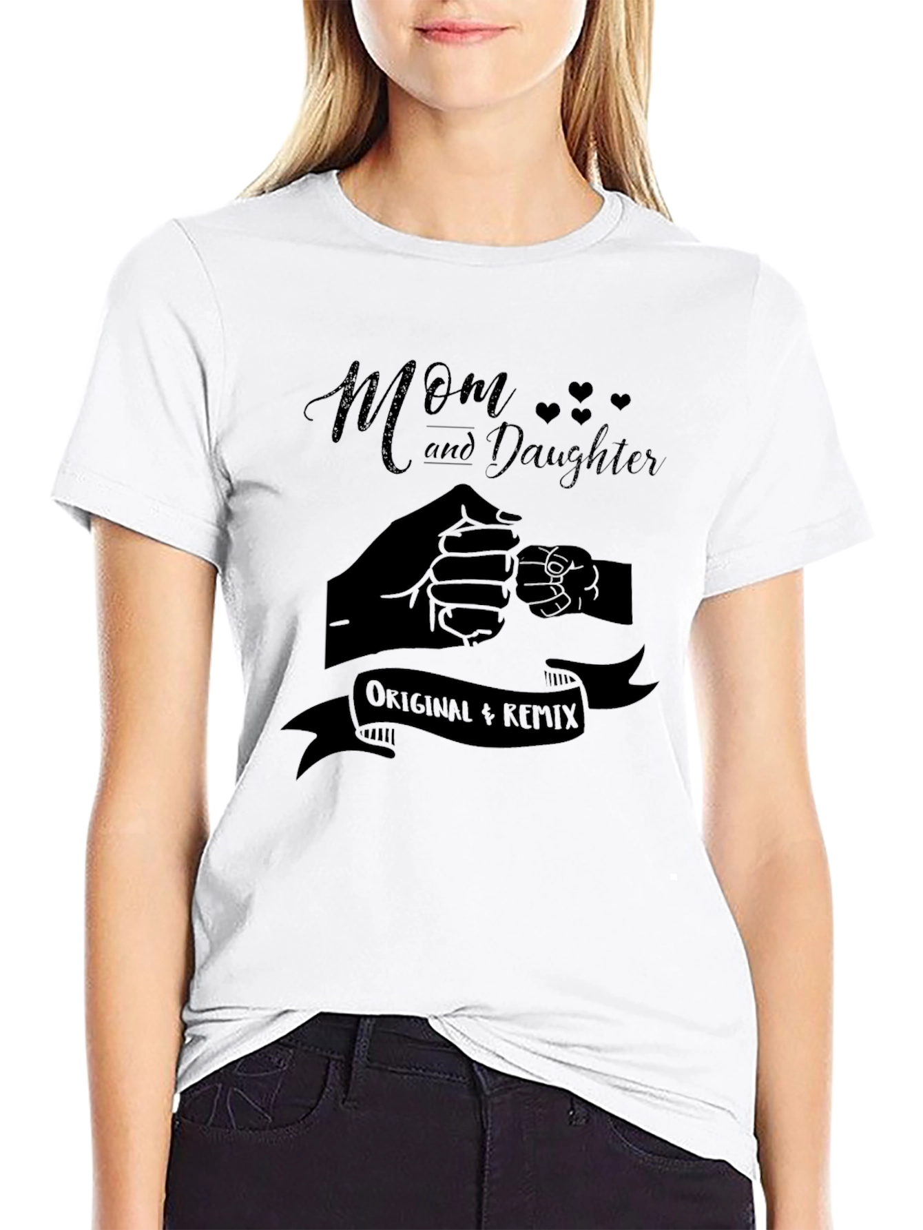 Mom and Daughter Matching Fist Bump Graphic Tee
