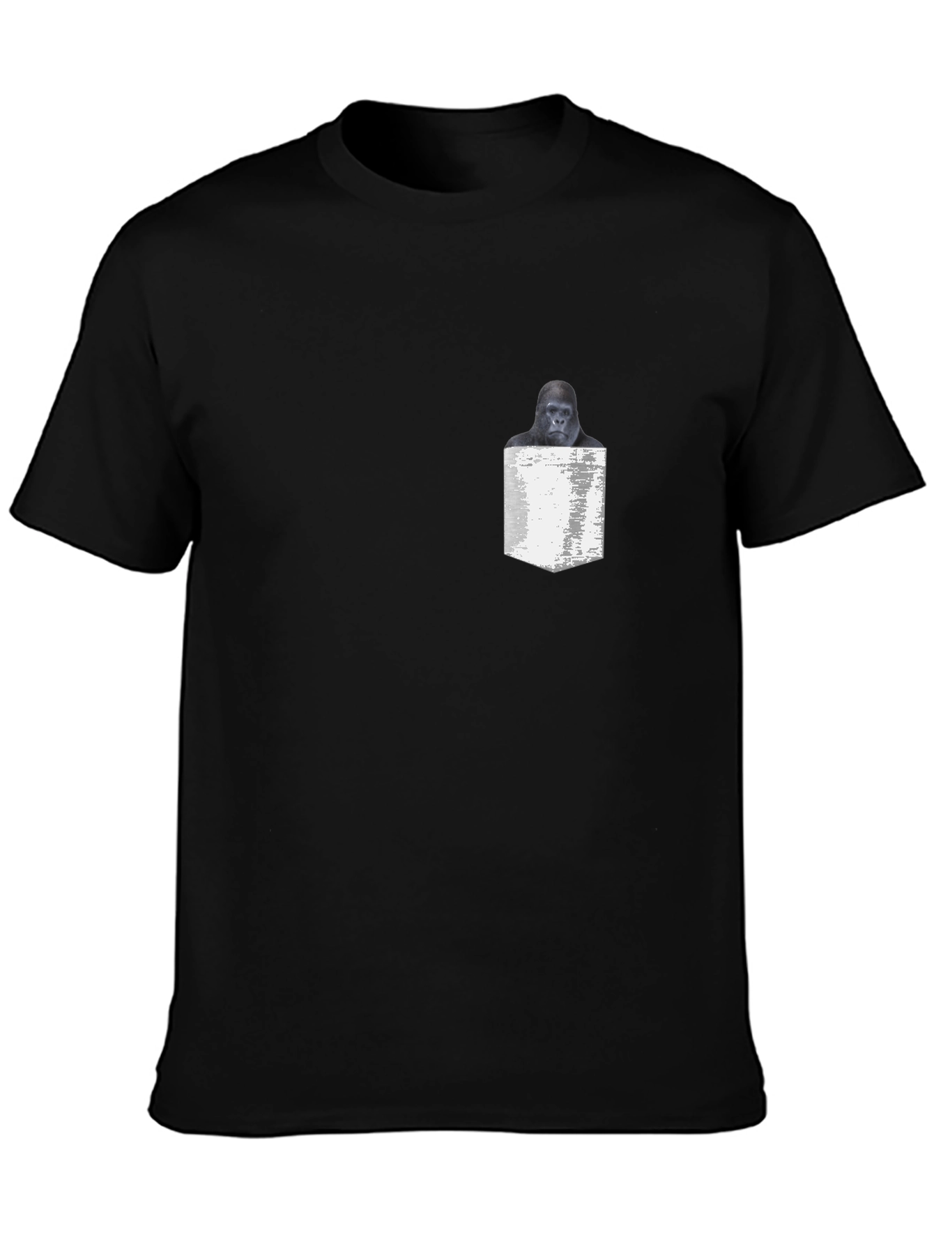 Gorilla in Pocket Black T-Shirt