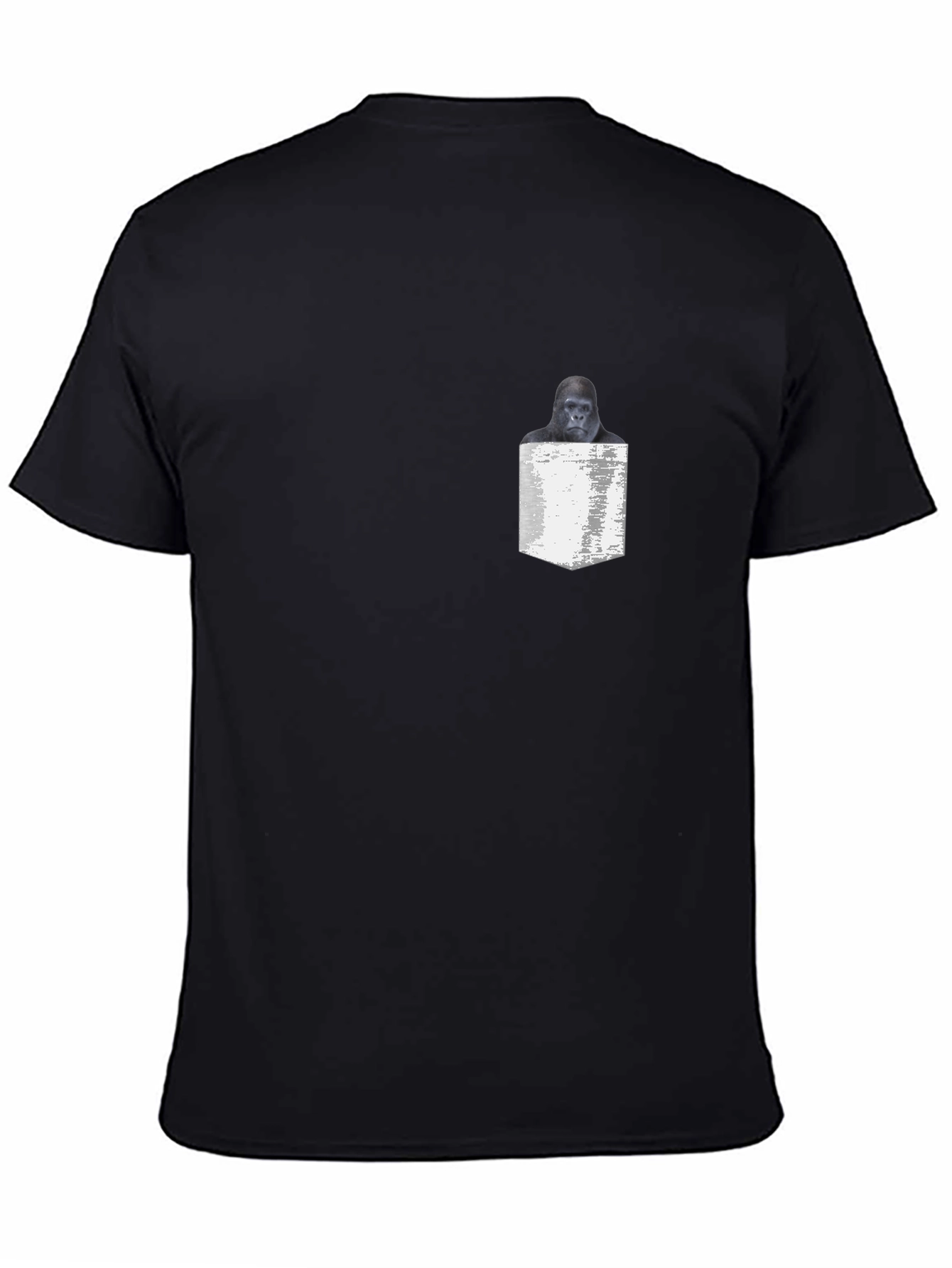 Gorilla in Pocket Black T-Shirt