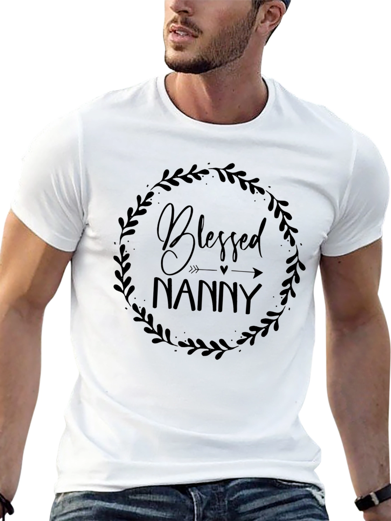 Blessed Nanny T-Shirt - Round Floral Graphic
