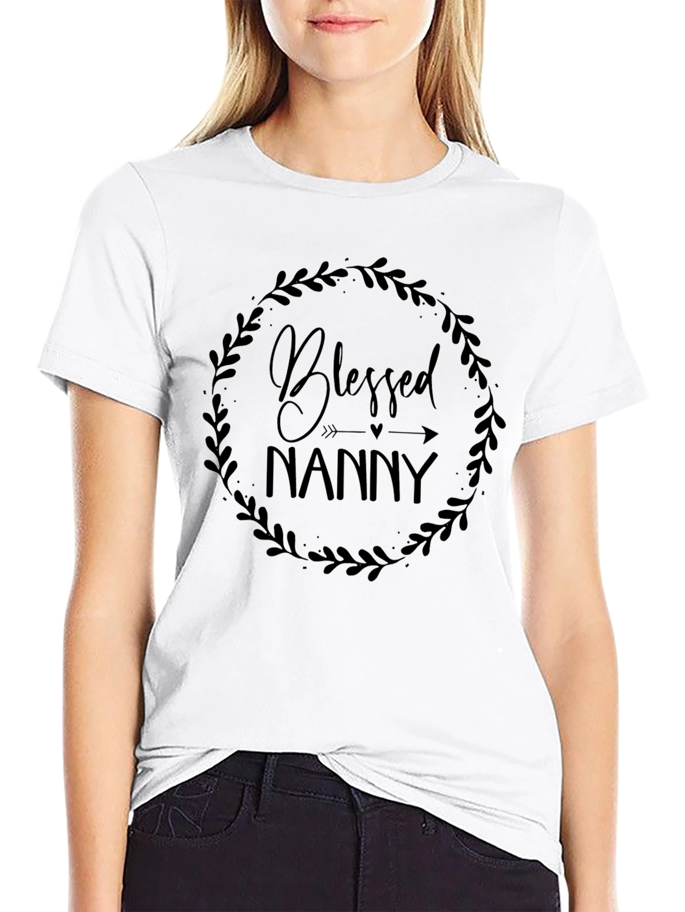 Blessed Nanny T-Shirt - Round Floral Graphic
