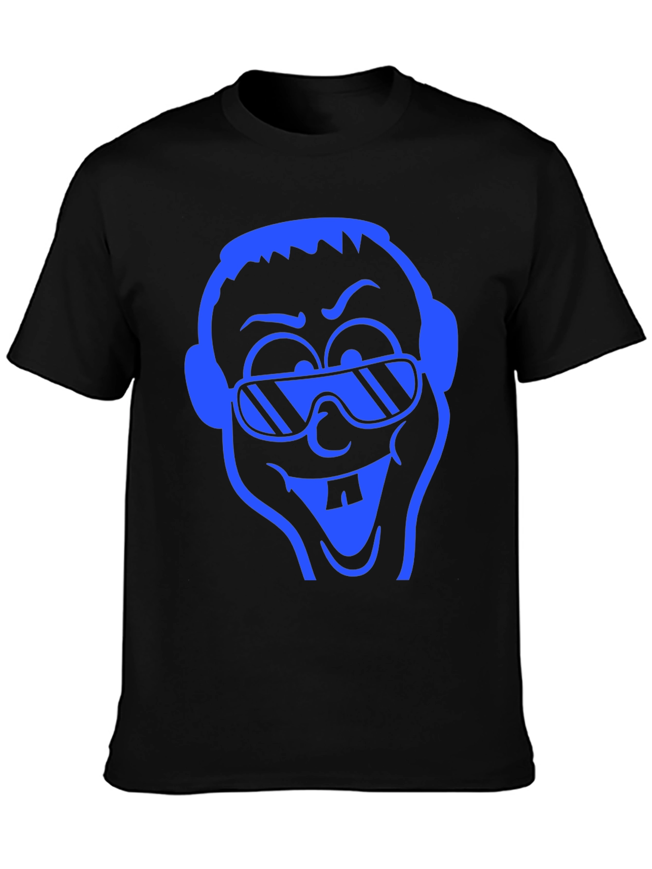 Cartoon Face Graphic Tee - Black