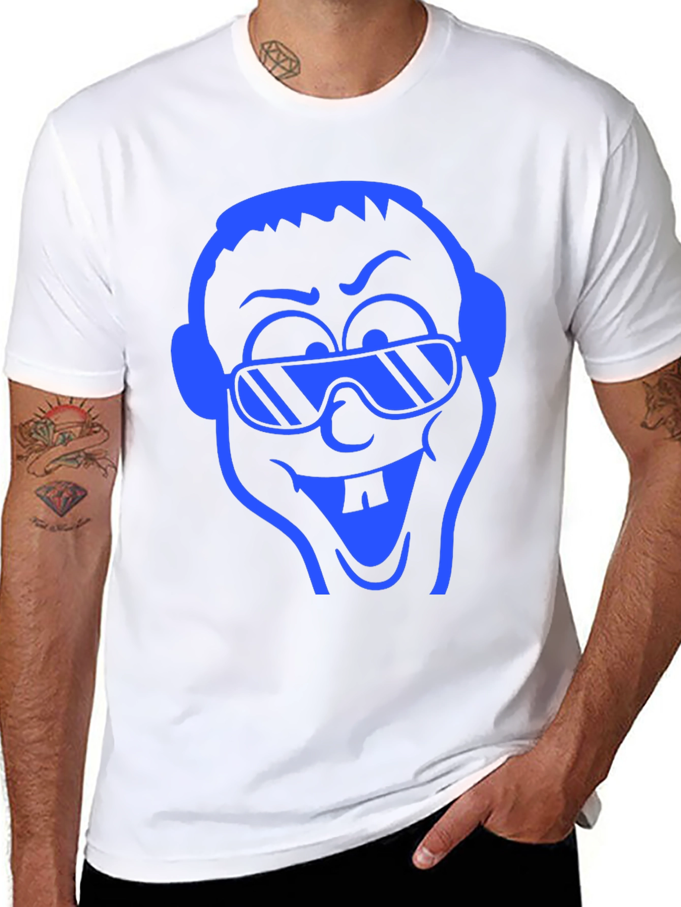 Cartoon Face Graphic Tee - Black