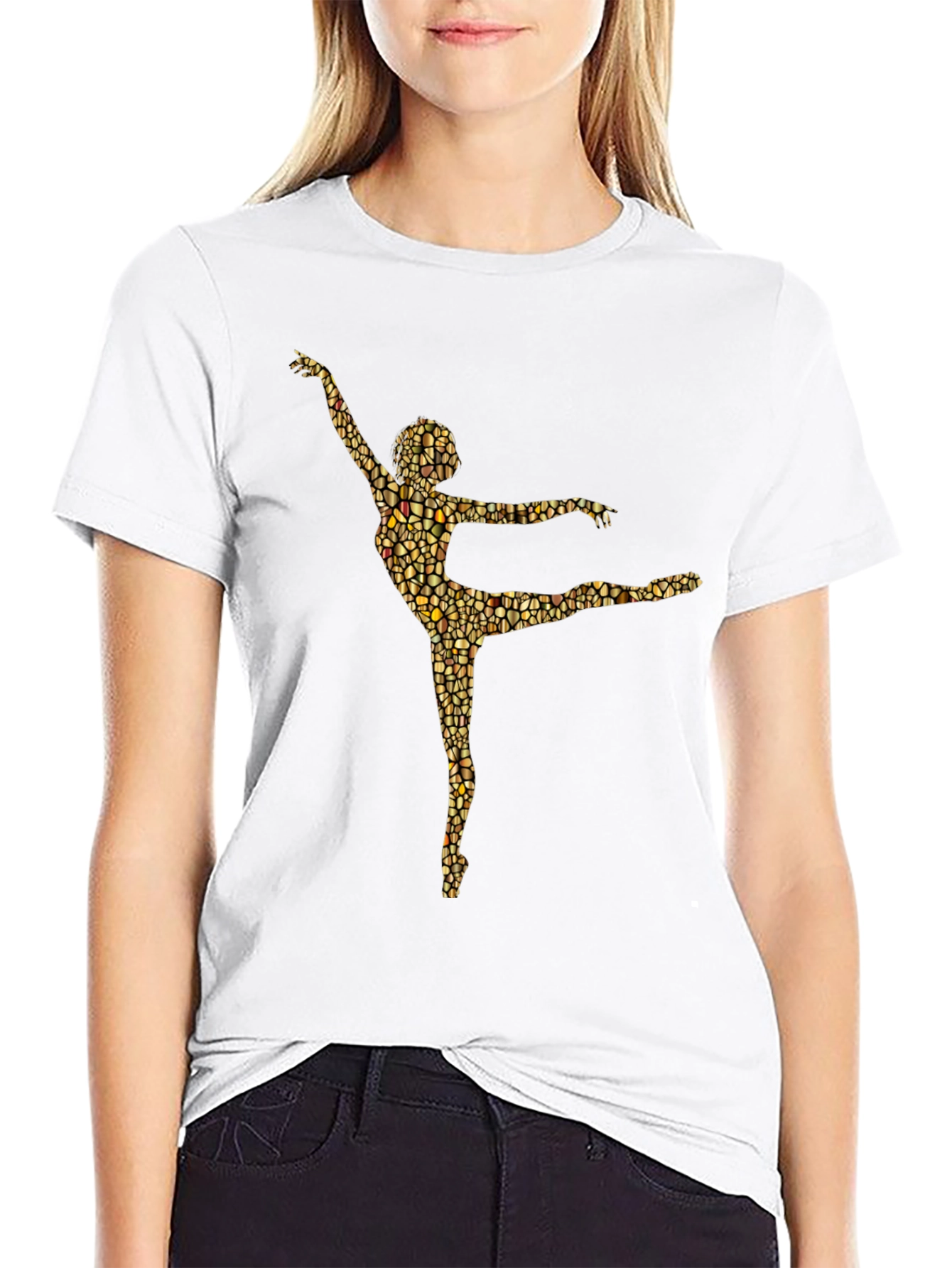 Ballet Dancer Mosaic Graphic Tee - Black