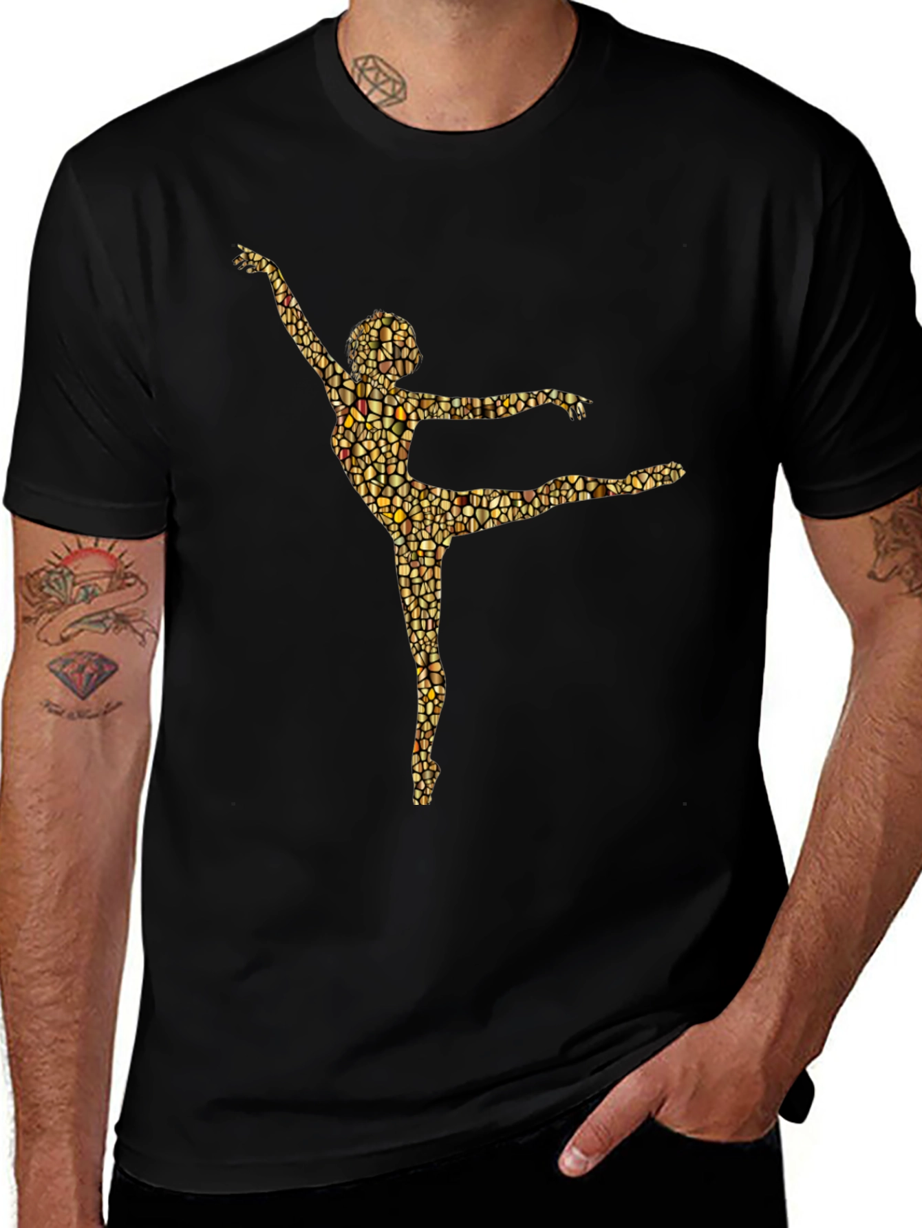 Ballet Dancer Mosaic Graphic Tee - Black