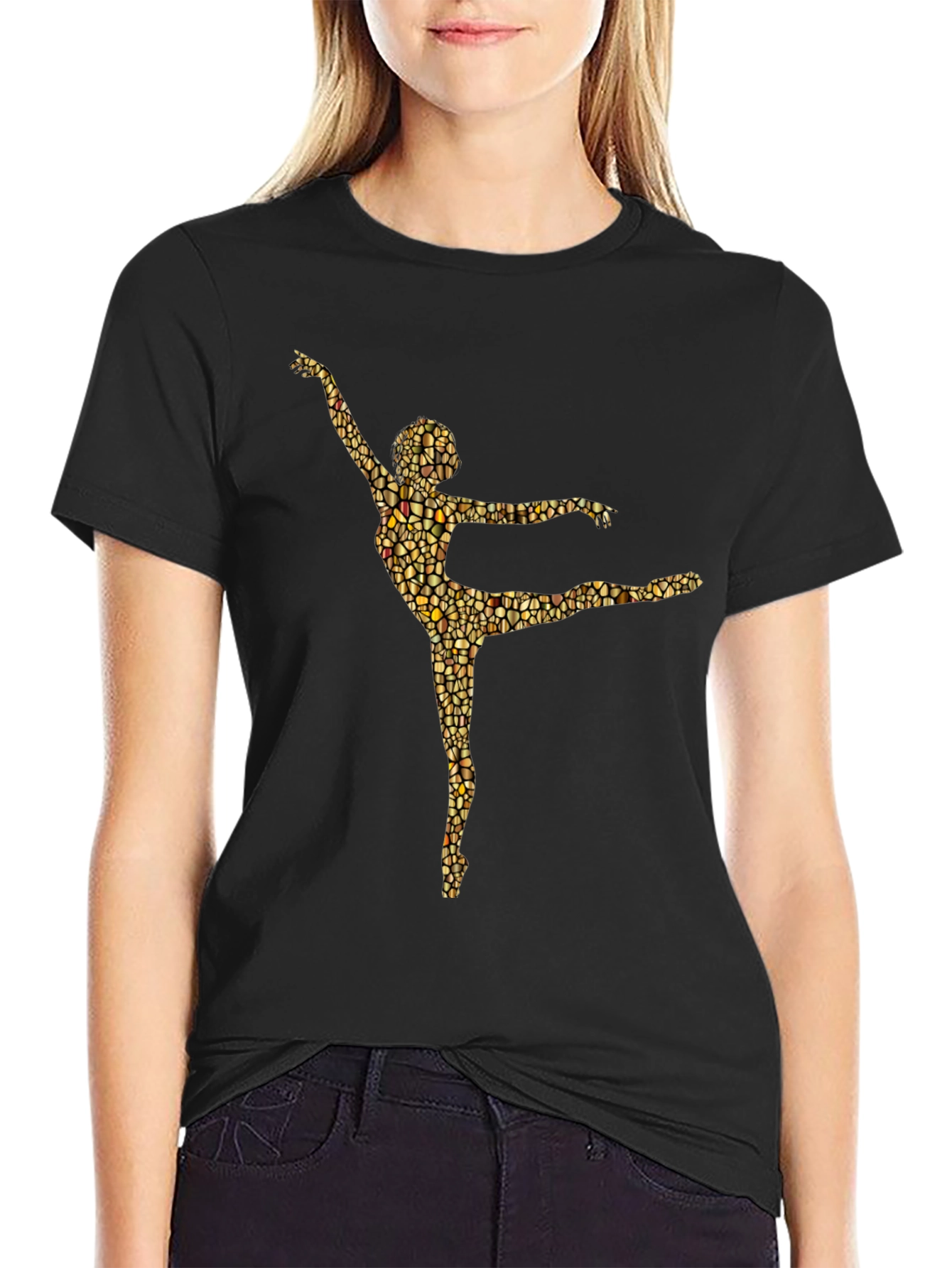 Ballet Dancer Mosaic Graphic Tee - Black