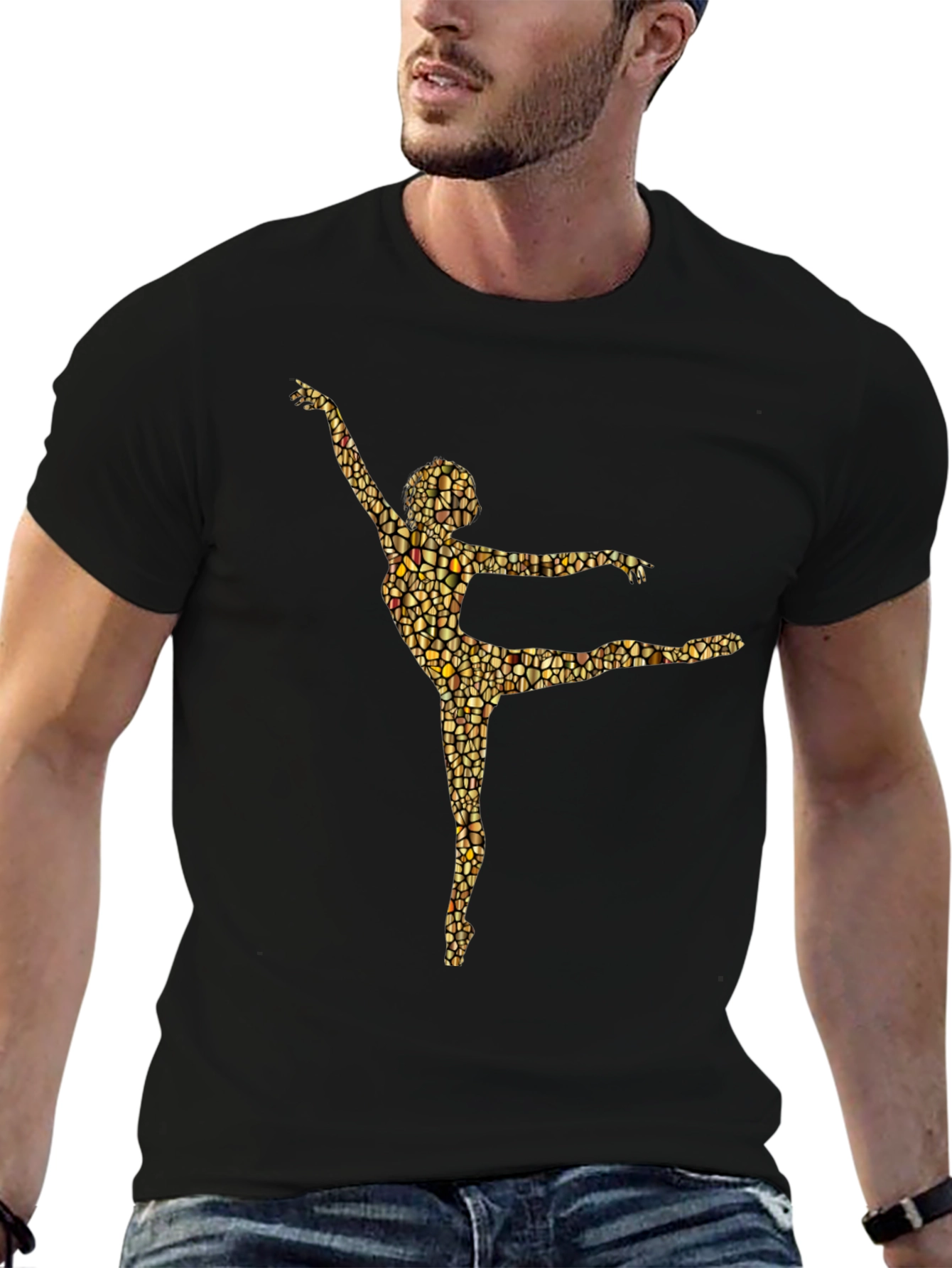 Ballet Dancer Mosaic Graphic Tee - Black