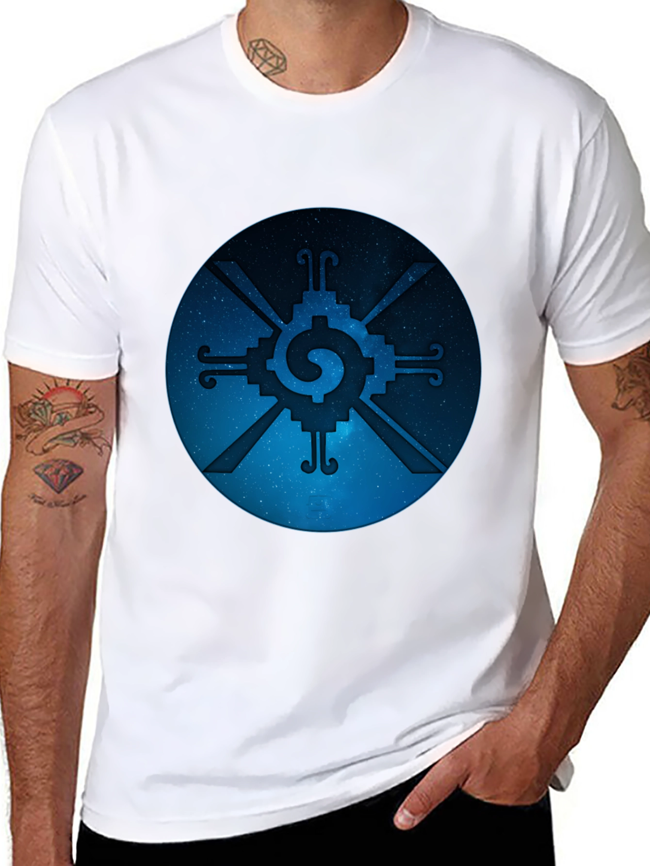Huichol Sun God Symbol Black T-Shirt