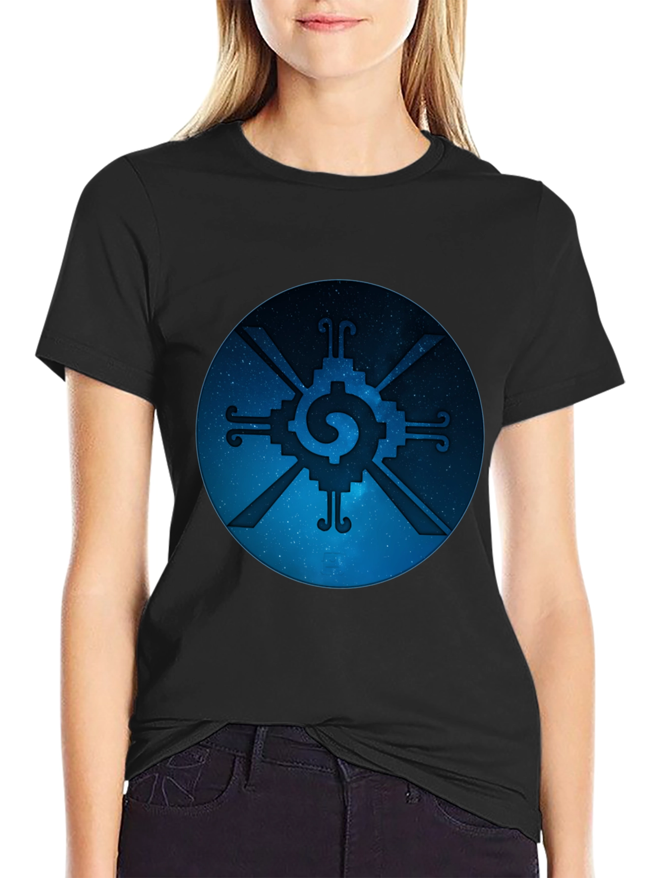 Huichol Sun God Symbol Black T-Shirt