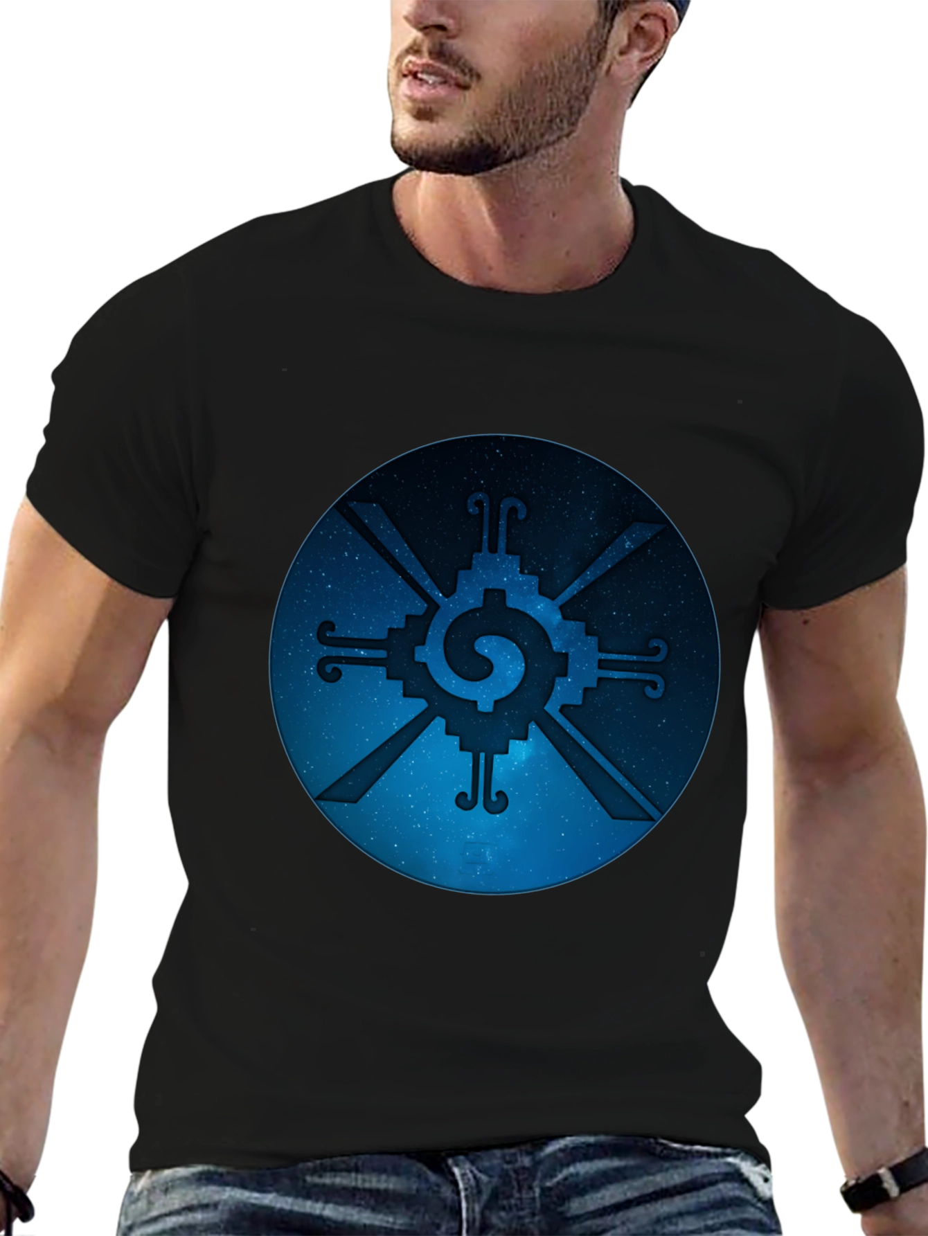 Huichol Sun God Symbol Black T-Shirt