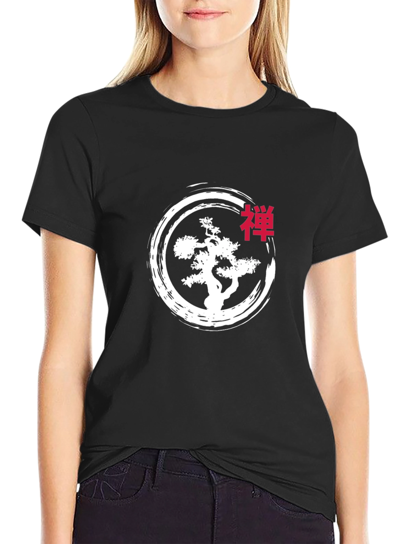 Zen Bonsai Tree Graphic Tee - Black