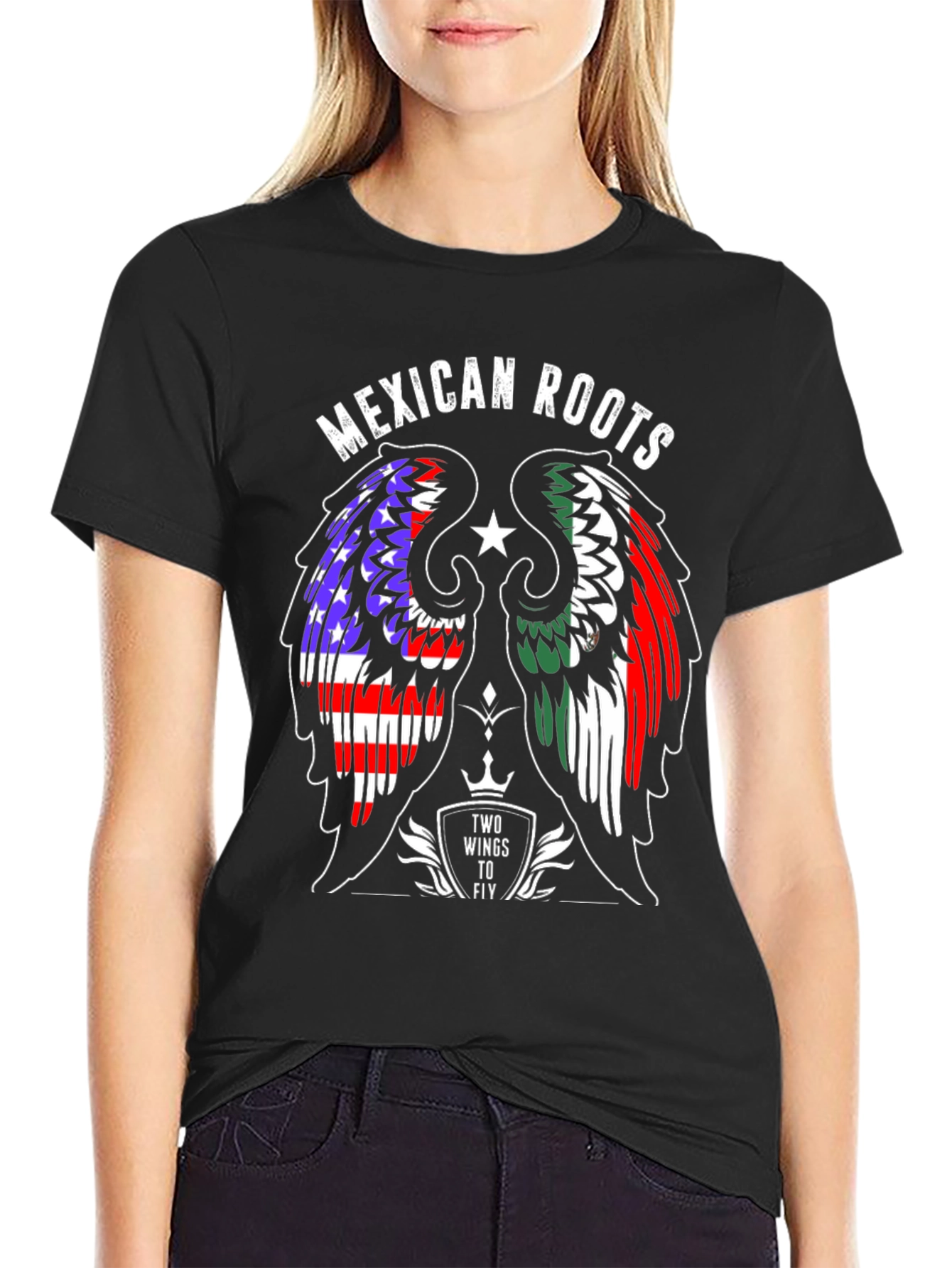Mexican Roots T-Shirt: Two Wings to Fly