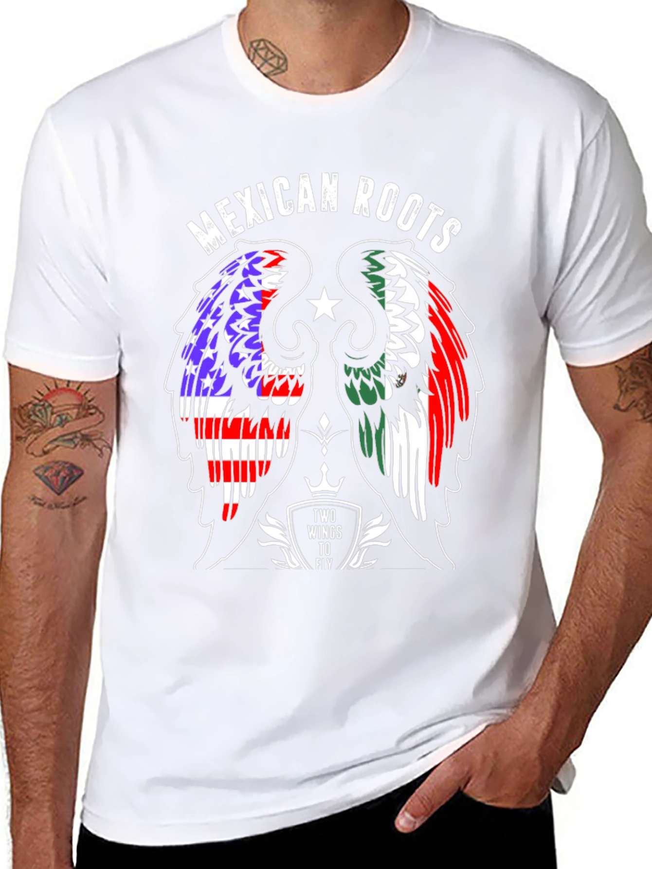 Mexican Roots T-Shirt: Two Wings to Fly