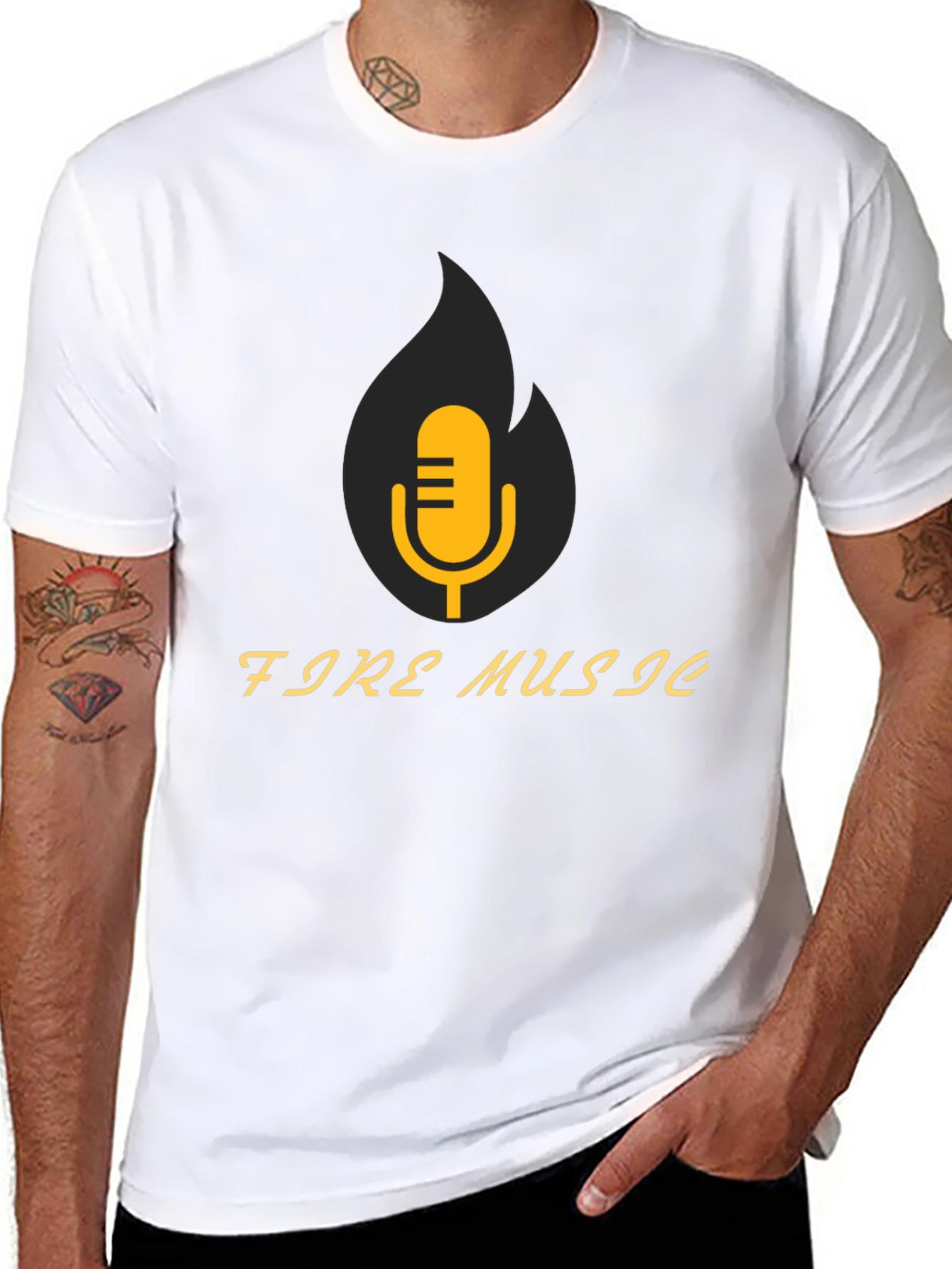 Fire Music Graphic Tee - Stylish Black T-Shirt
