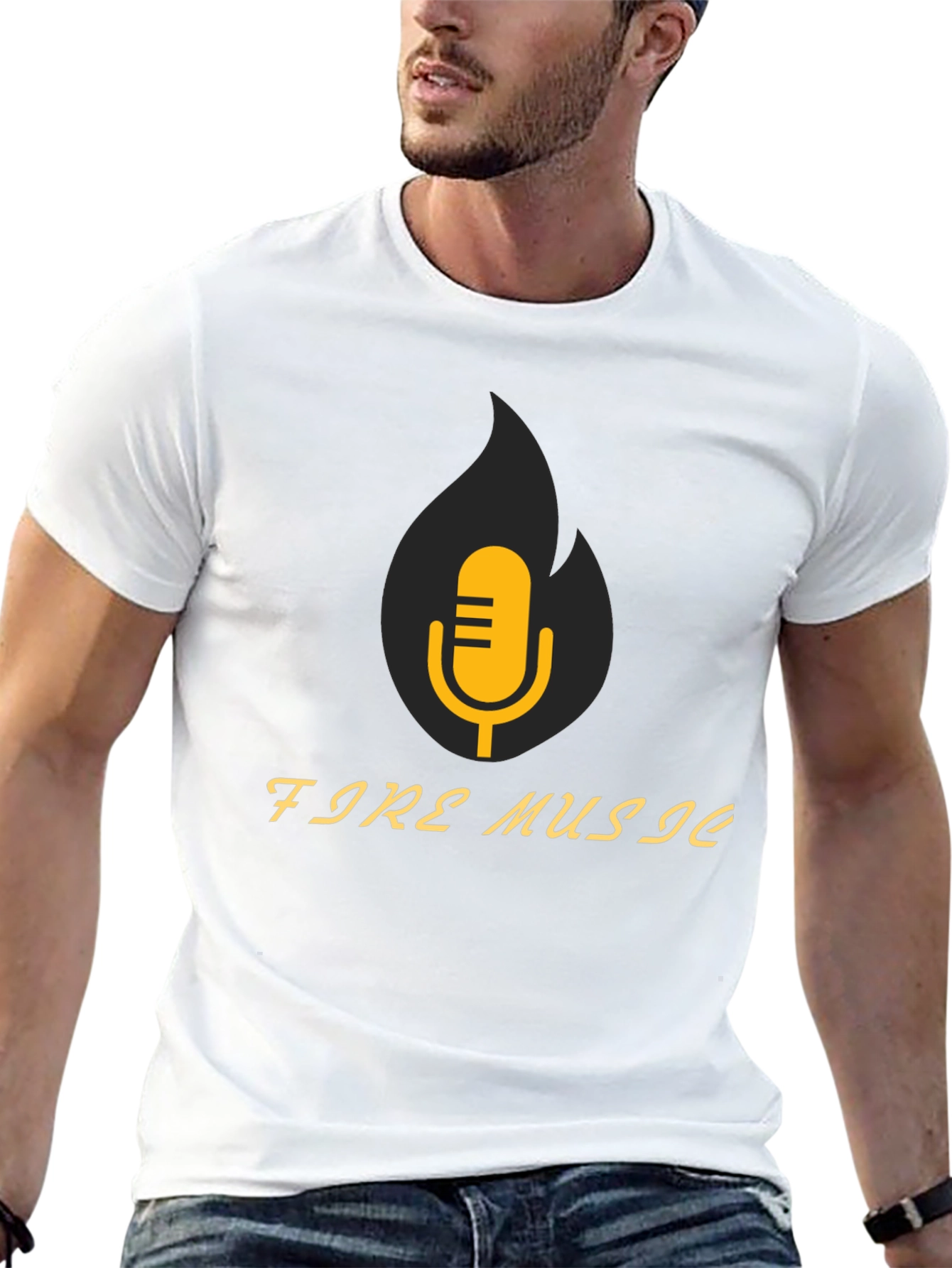 Fire Music Graphic Tee - Stylish Black T-Shirt