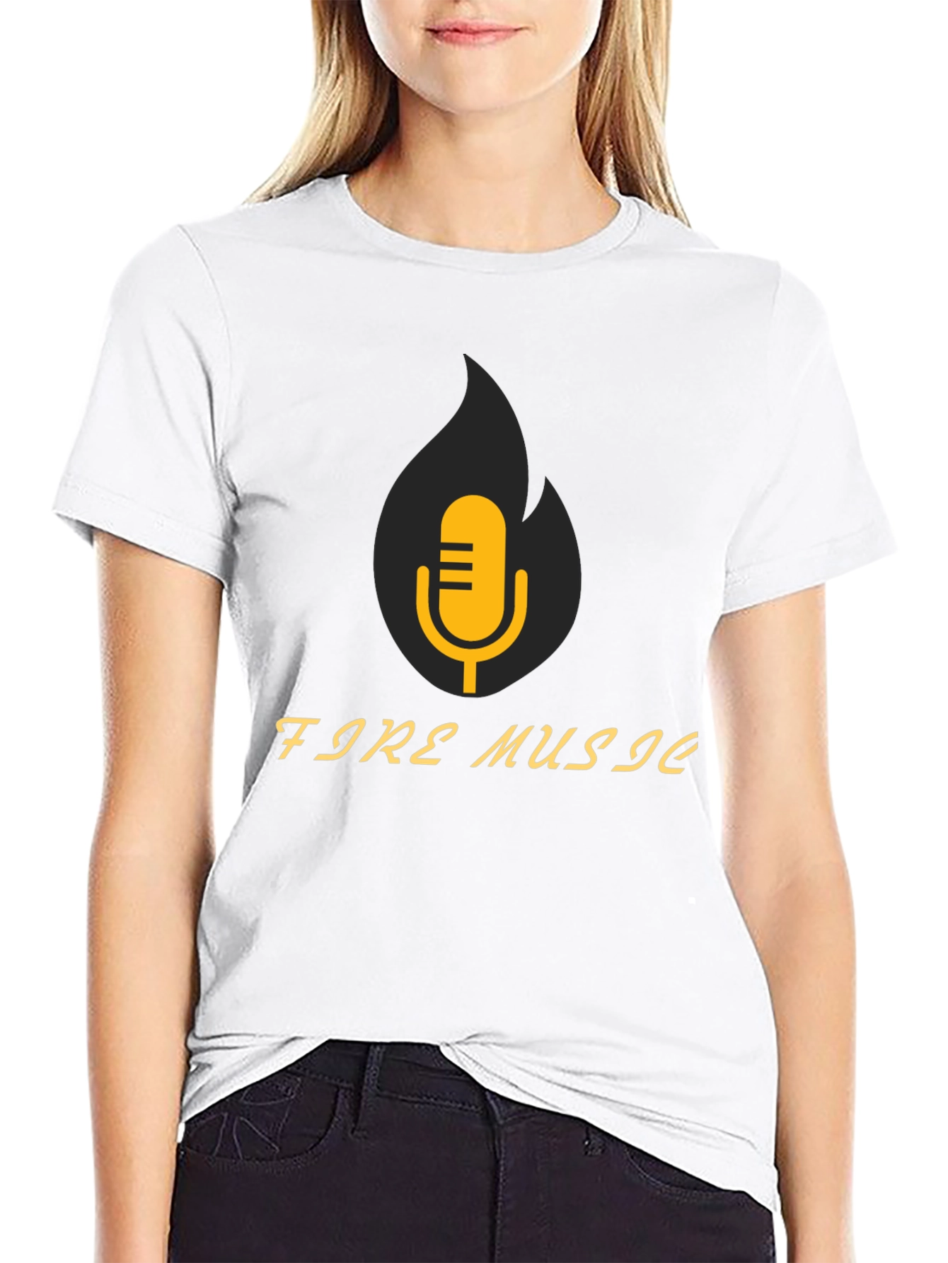 Fire Music Graphic Tee - Stylish Black T-Shirt
