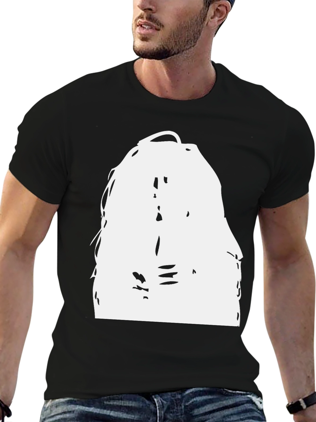 Black T-Shirt with Abstract White Graphic