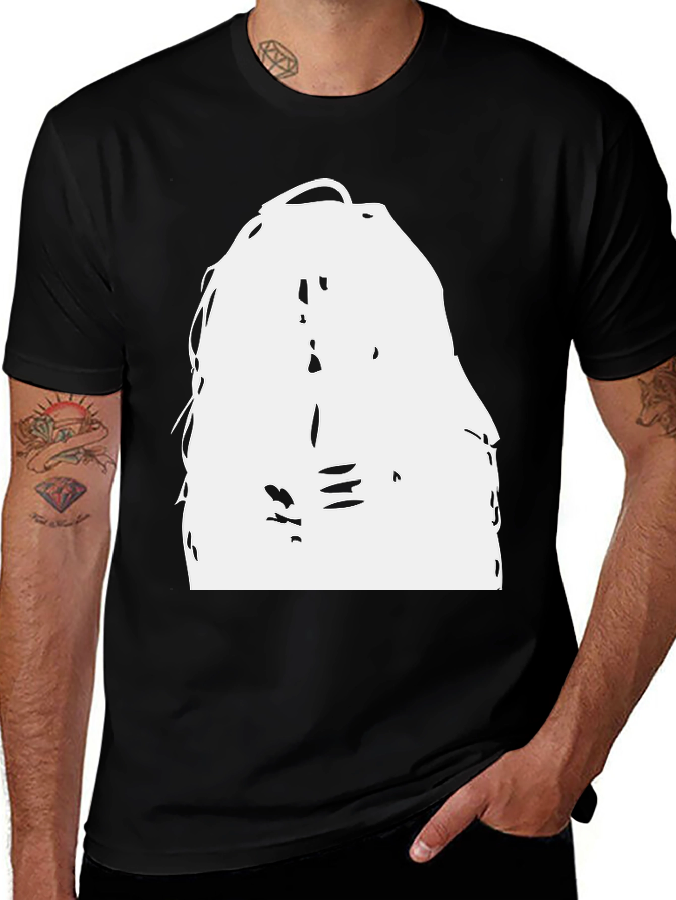 Black T-Shirt with Abstract White Graphic