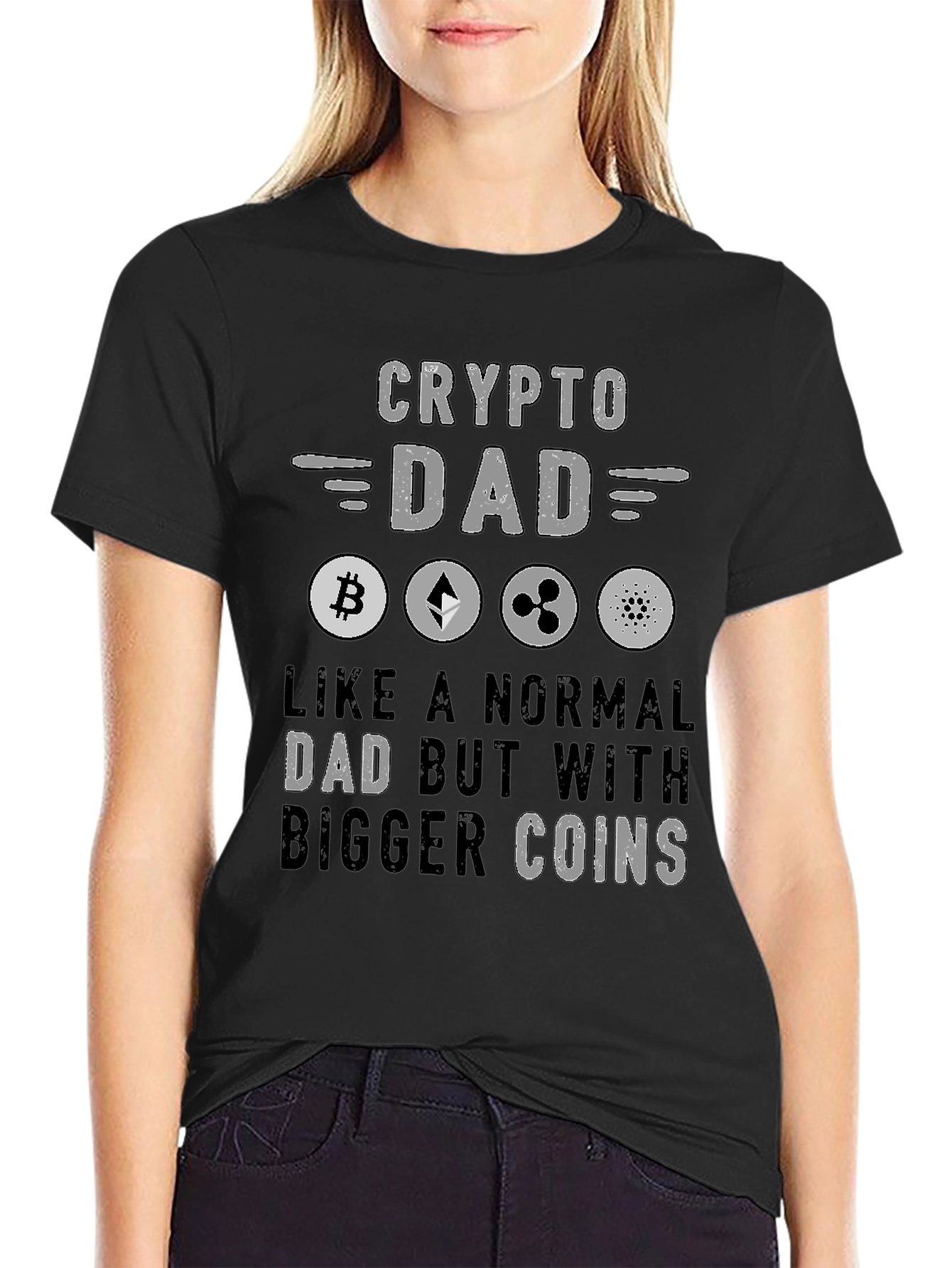 Crypto Dad Black T-Shirt - Bitcoin Ethereum Ripple