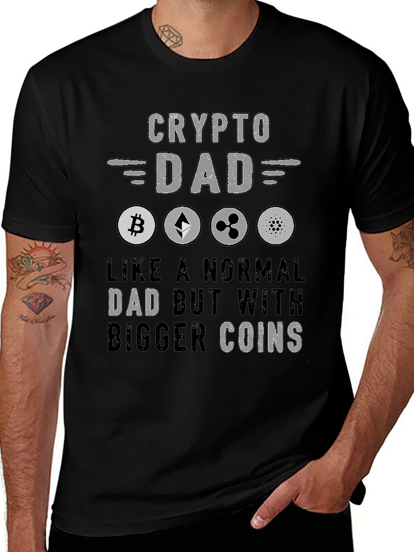 Crypto Dad Black T-Shirt - Bitcoin Ethereum Ripple