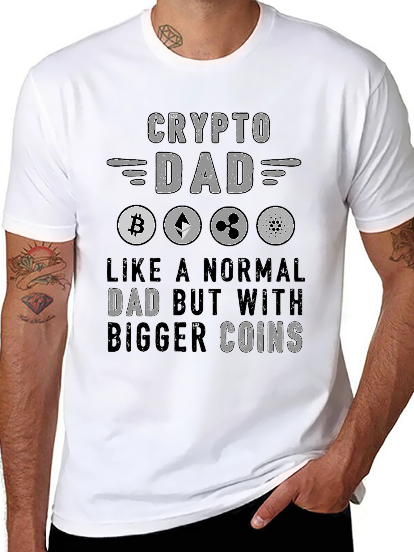 Crypto Dad Black T-Shirt - Bitcoin Ethereum Ripple