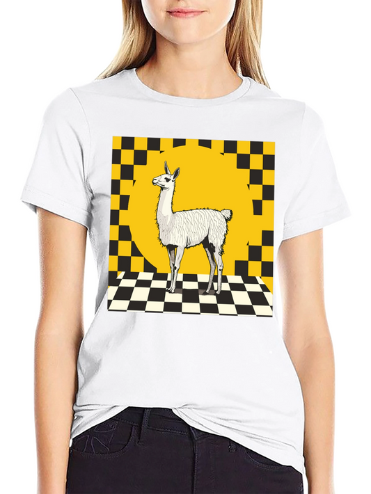 Llama Graphic Tee - Checkerboard Style