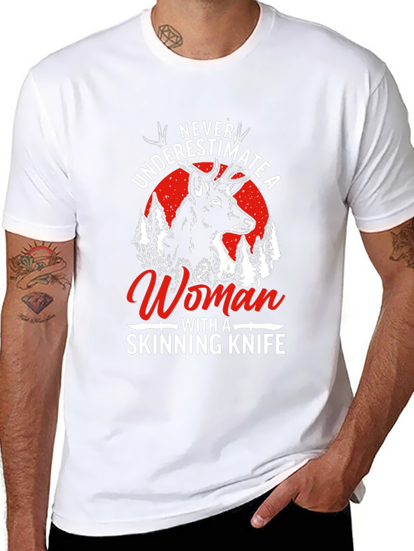 Never Underestimate a Woman with a Skinning Knife T-Shirt