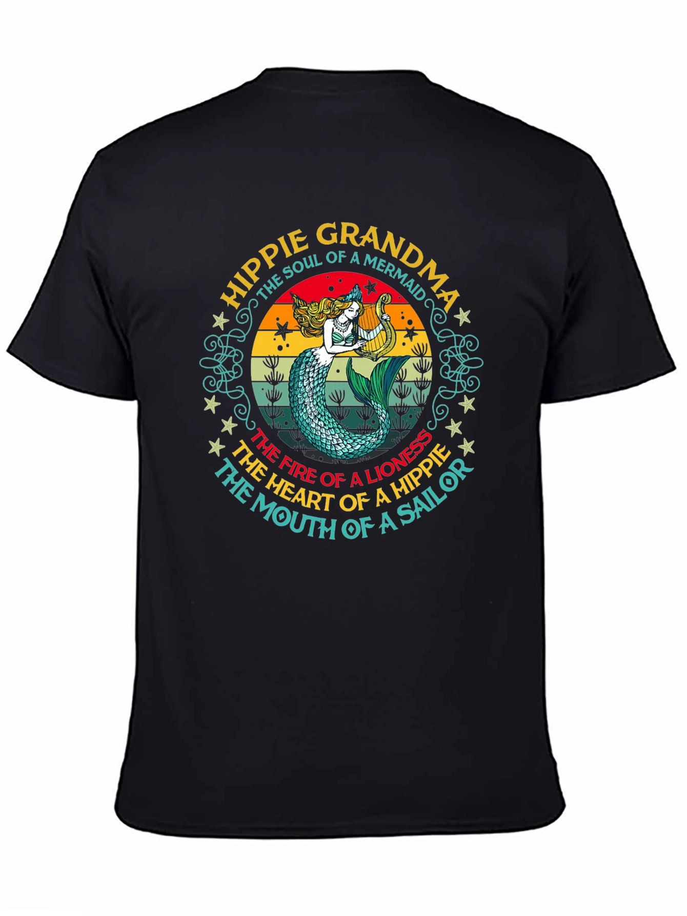 Hippie Grandma Mermaid Graphic T-Shirt