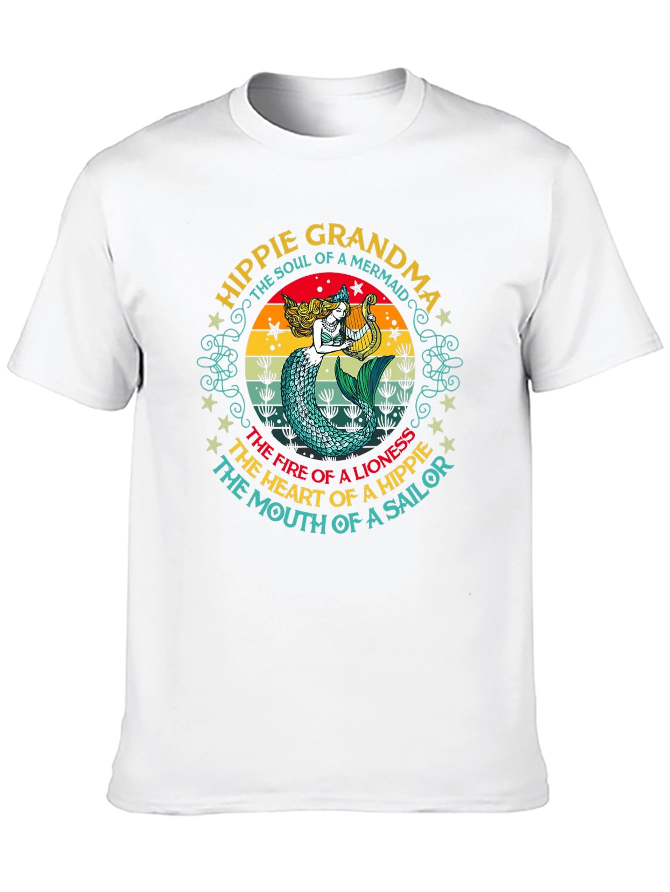 Hippie Grandma Mermaid Graphic T-Shirt