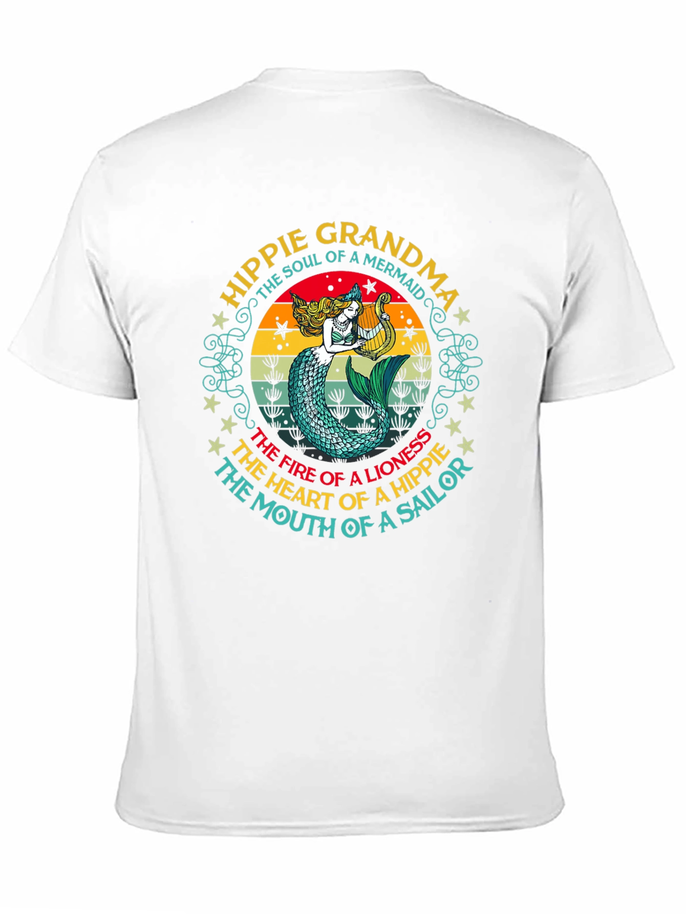 Hippie Grandma Mermaid Graphic T-Shirt