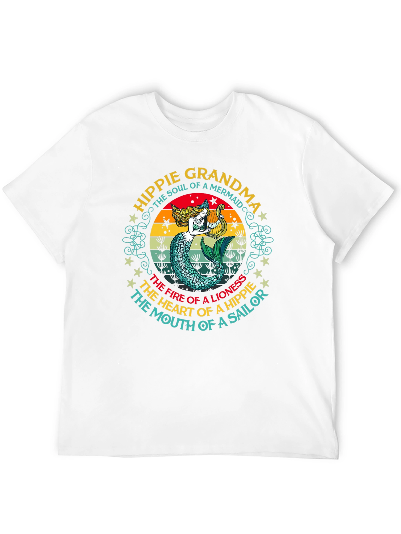 Hippie Grandma Mermaid Graphic T-Shirt