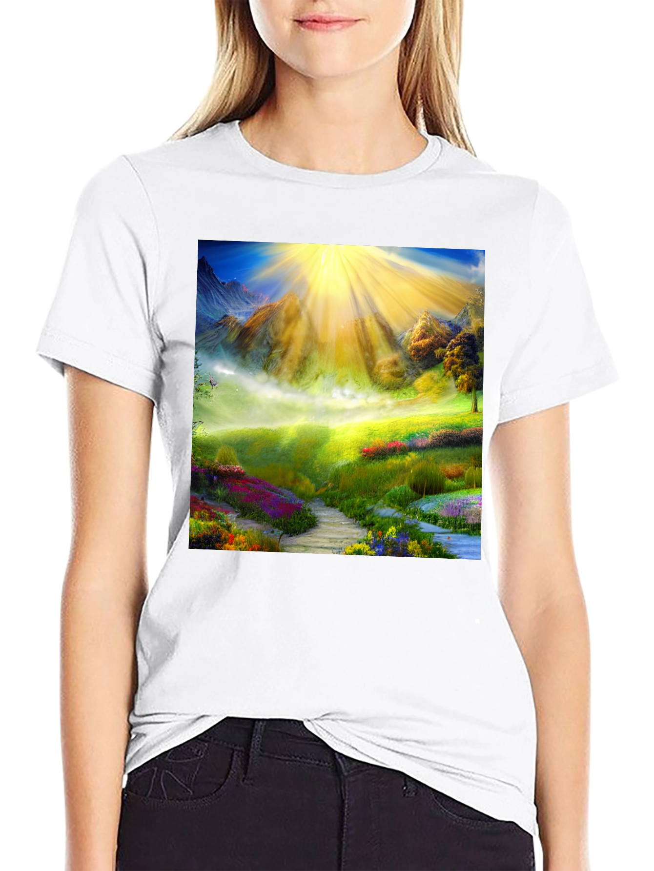 Natures Radiance Graphic Tee - Black Cotton Blend