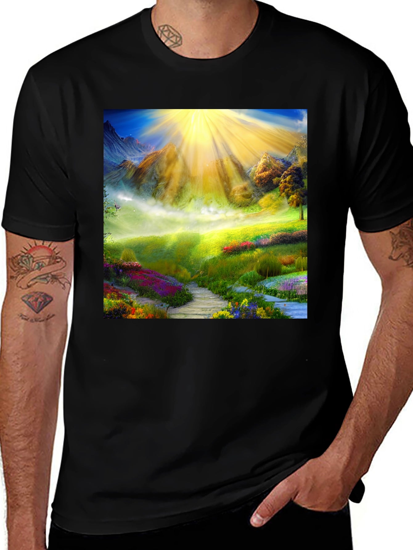 Natures Radiance Graphic Tee - Black Cotton Blend