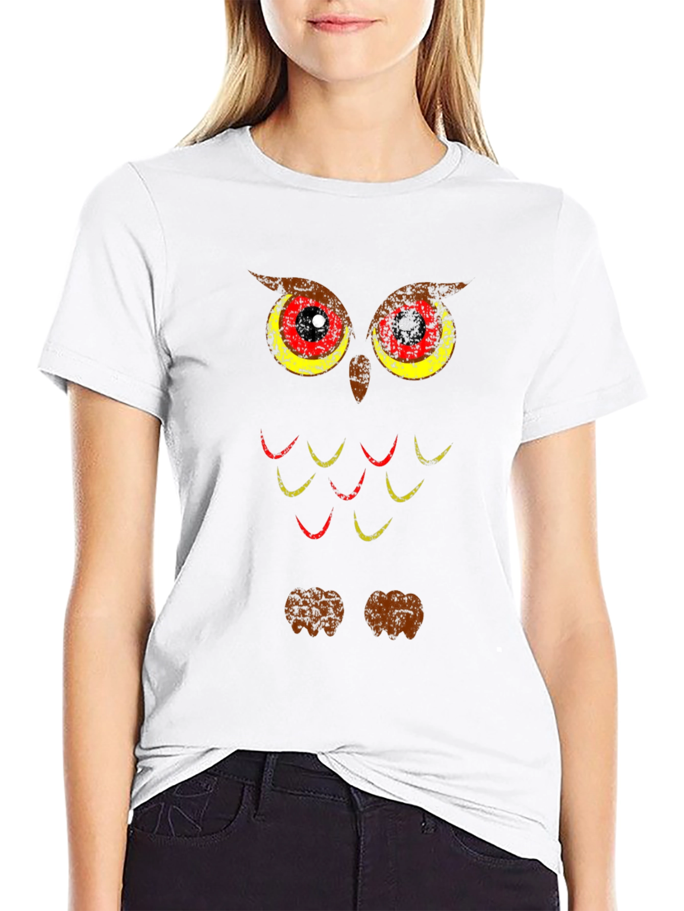 Cool Owl Graphic Print Black T-Shirt