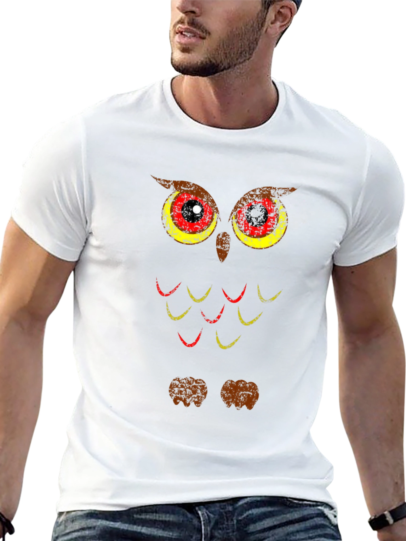 Cool Owl Graphic Print Black T-Shirt