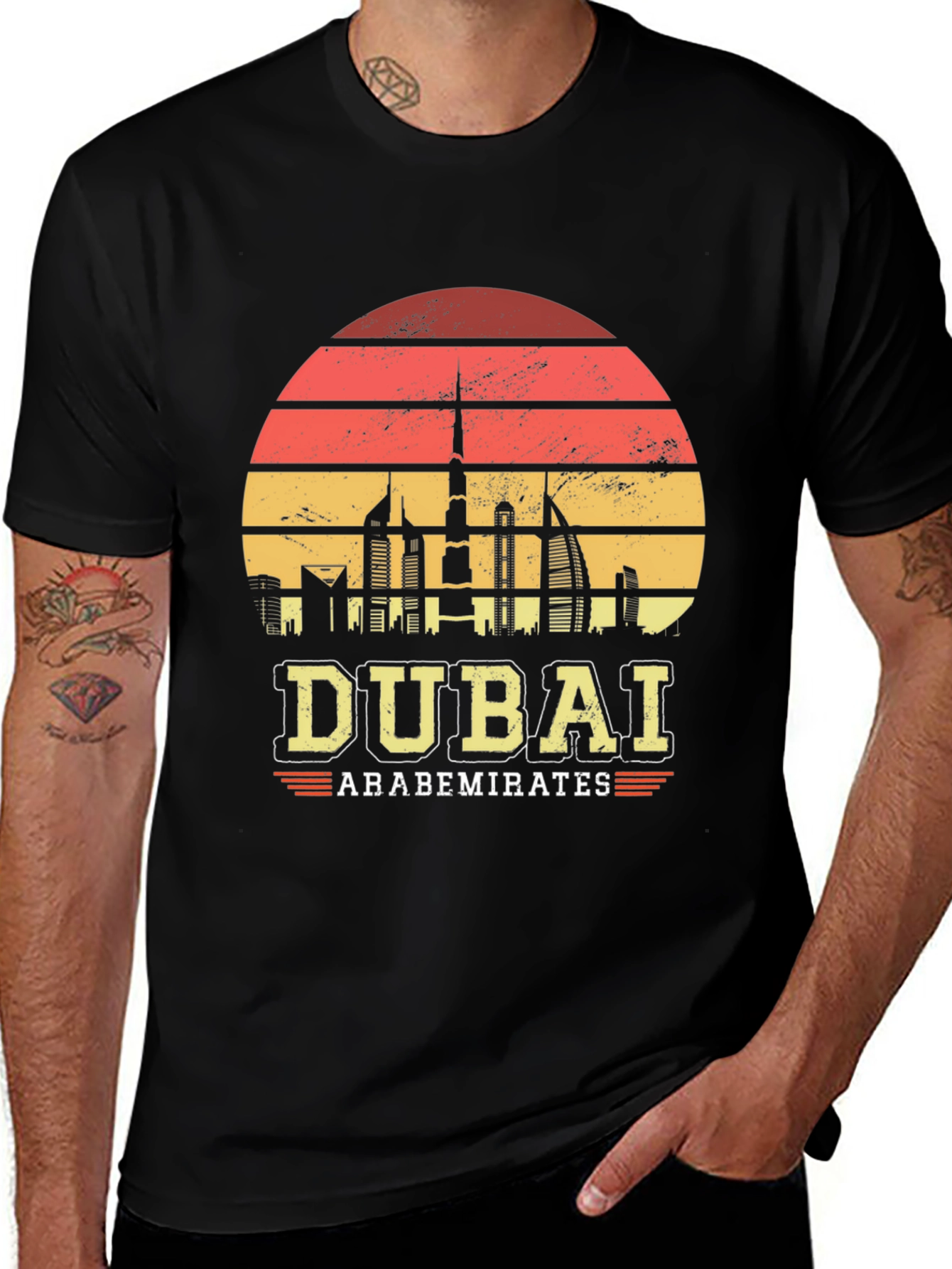 Dubai UAE Retro Sunset Graphic T-Shirt