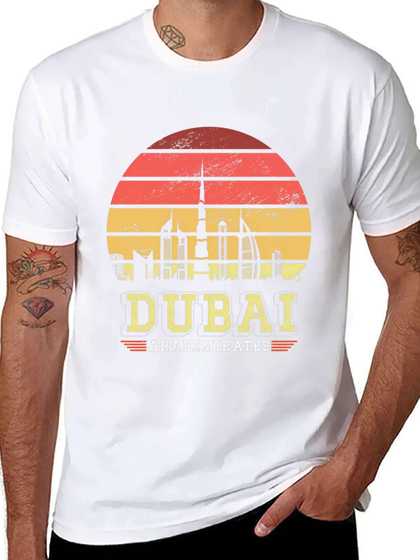 Dubai UAE Retro Sunset Graphic T-Shirt