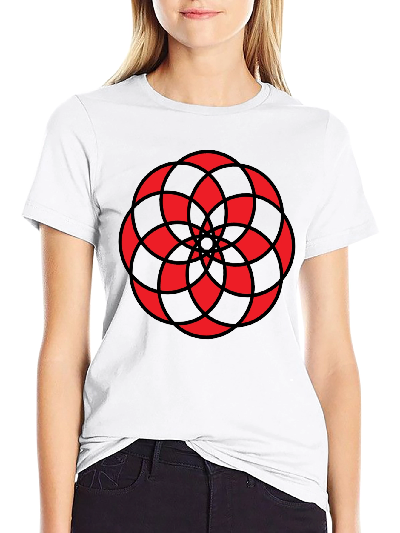 Geometric Mandala Graphic Tee - Black