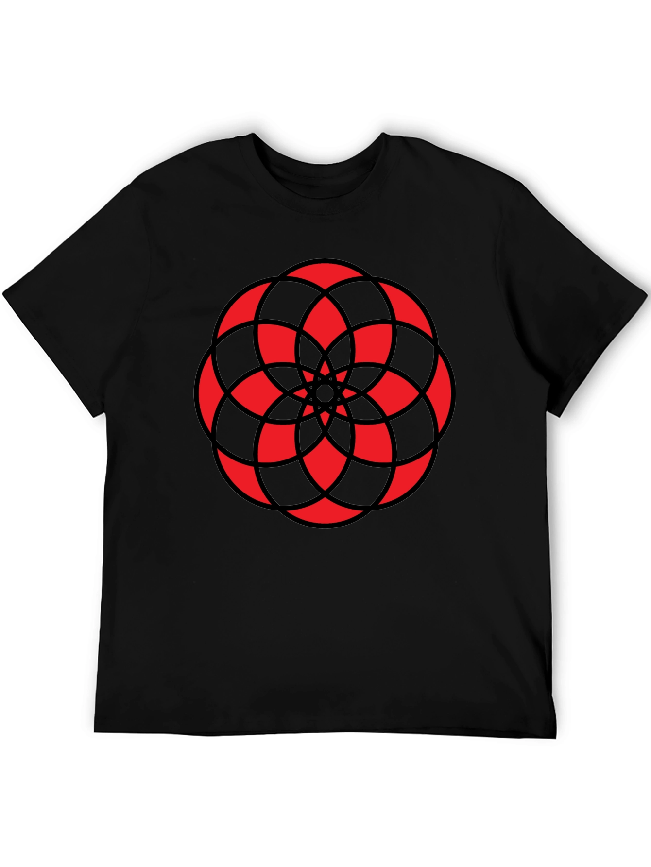 Geometric Mandala Graphic Tee - Black