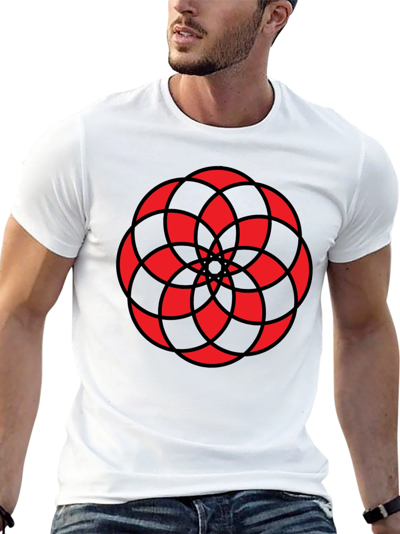 Geometric Mandala Graphic Tee - Black