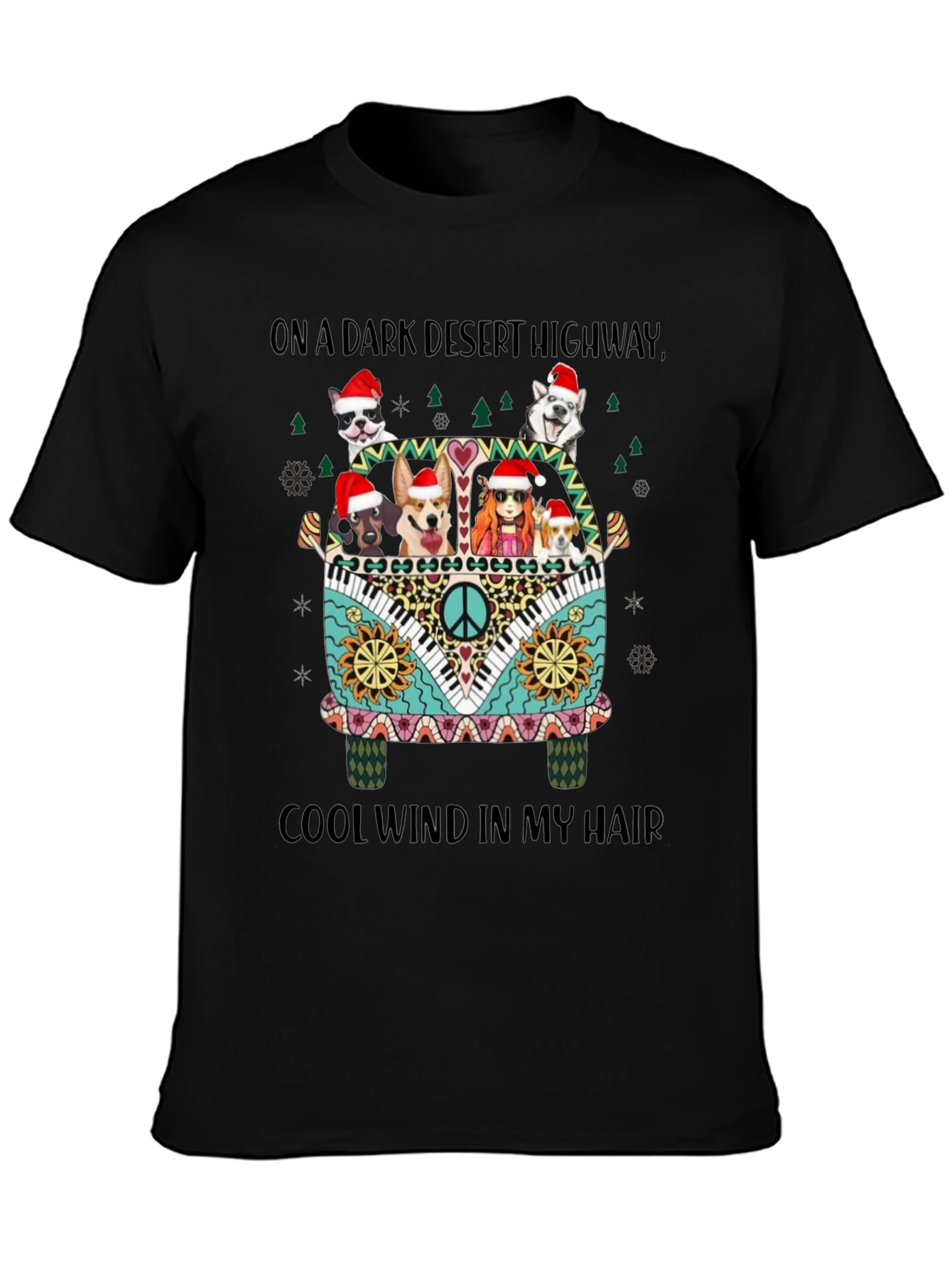 Dogs in Hippie Van Christmas Tee