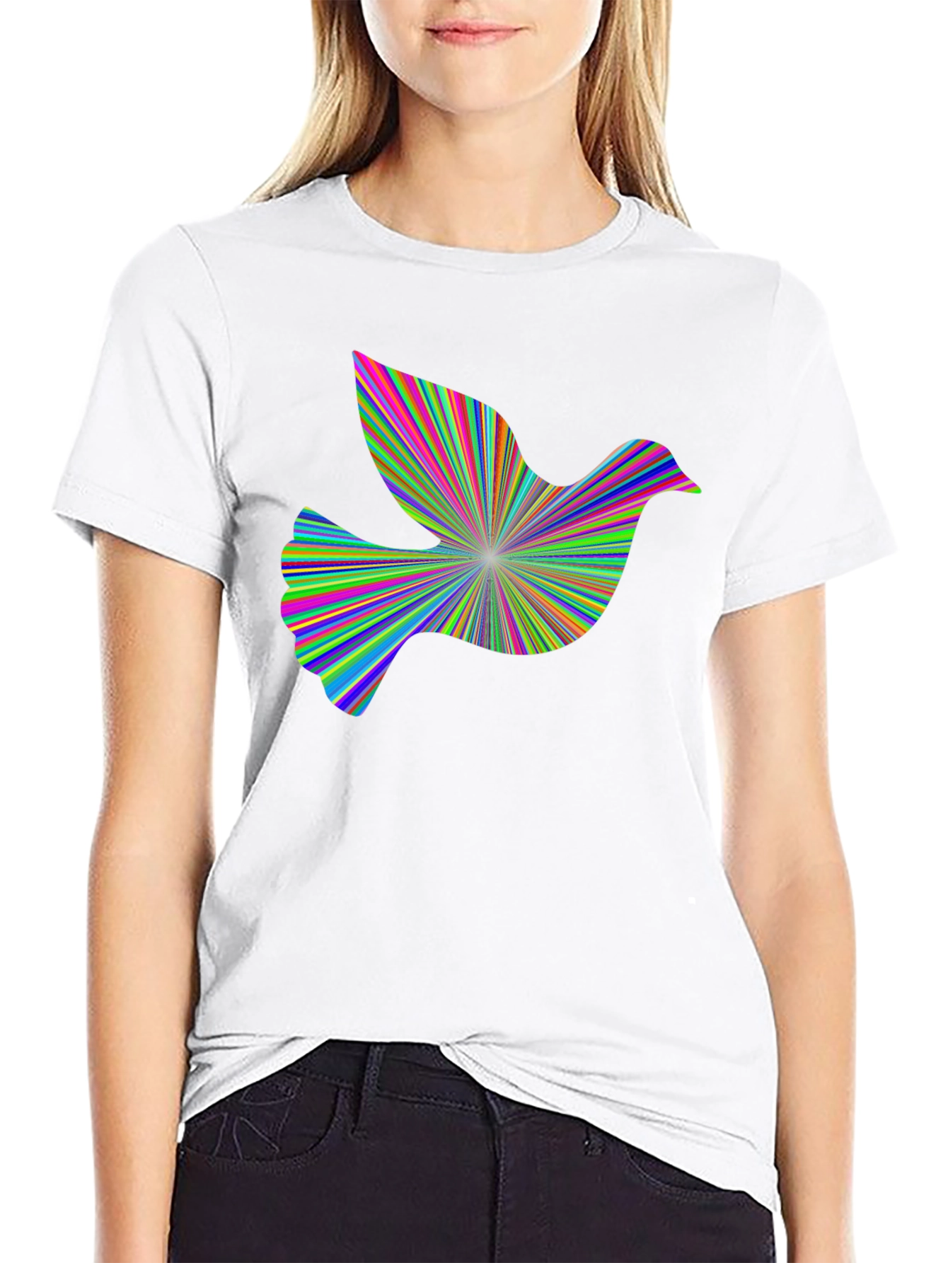 Psychedelic Dove Graphic Tee - Vibrant Art Shirt