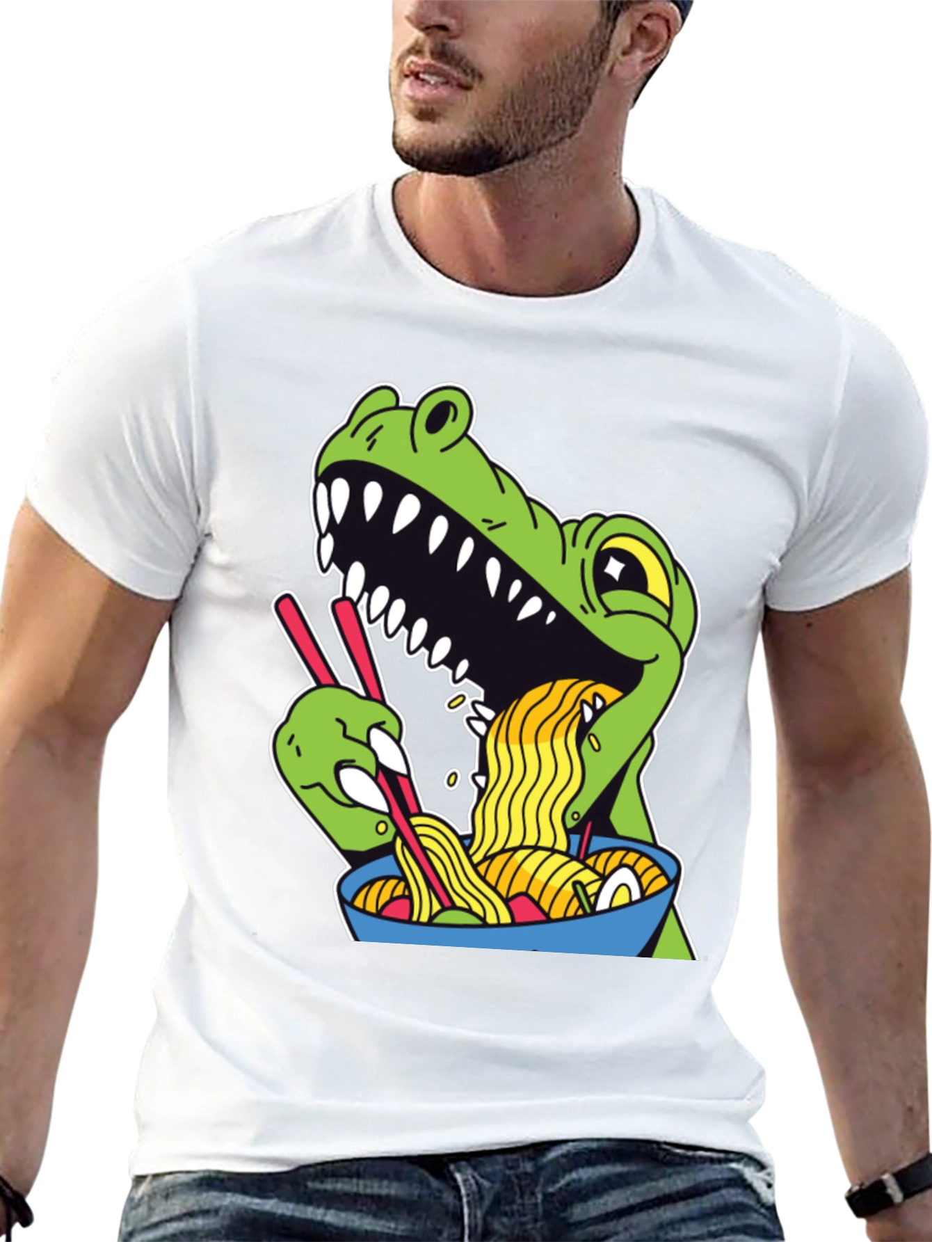 Dino Ramen Graphic Tee - Funny T-Shirt
