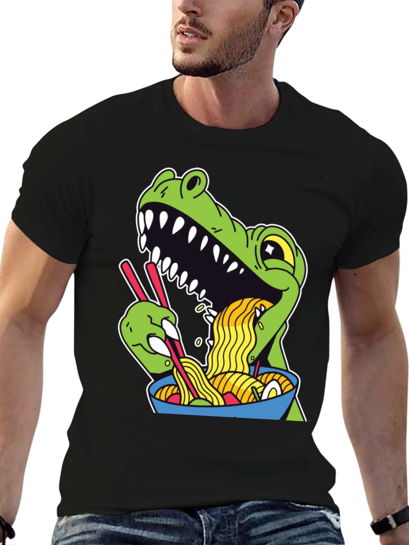 Dino Ramen Graphic Tee - Funny T-Shirt