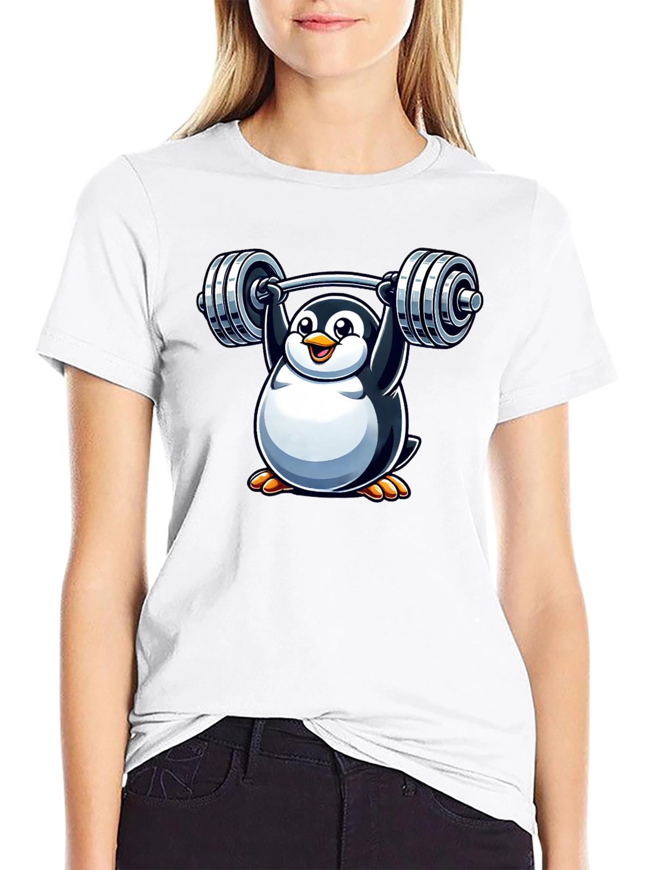 Penguin Weightlifting T-Shirt - Funny Gym Tee